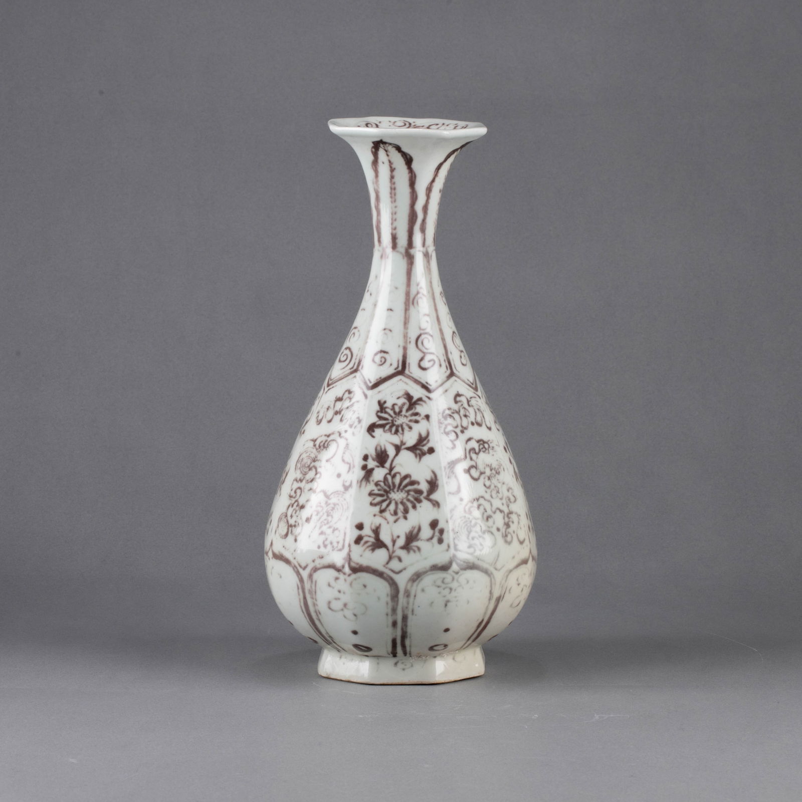Underglaze red "Yuhuchun" vase with scrolling floral pattern (1 of 7)