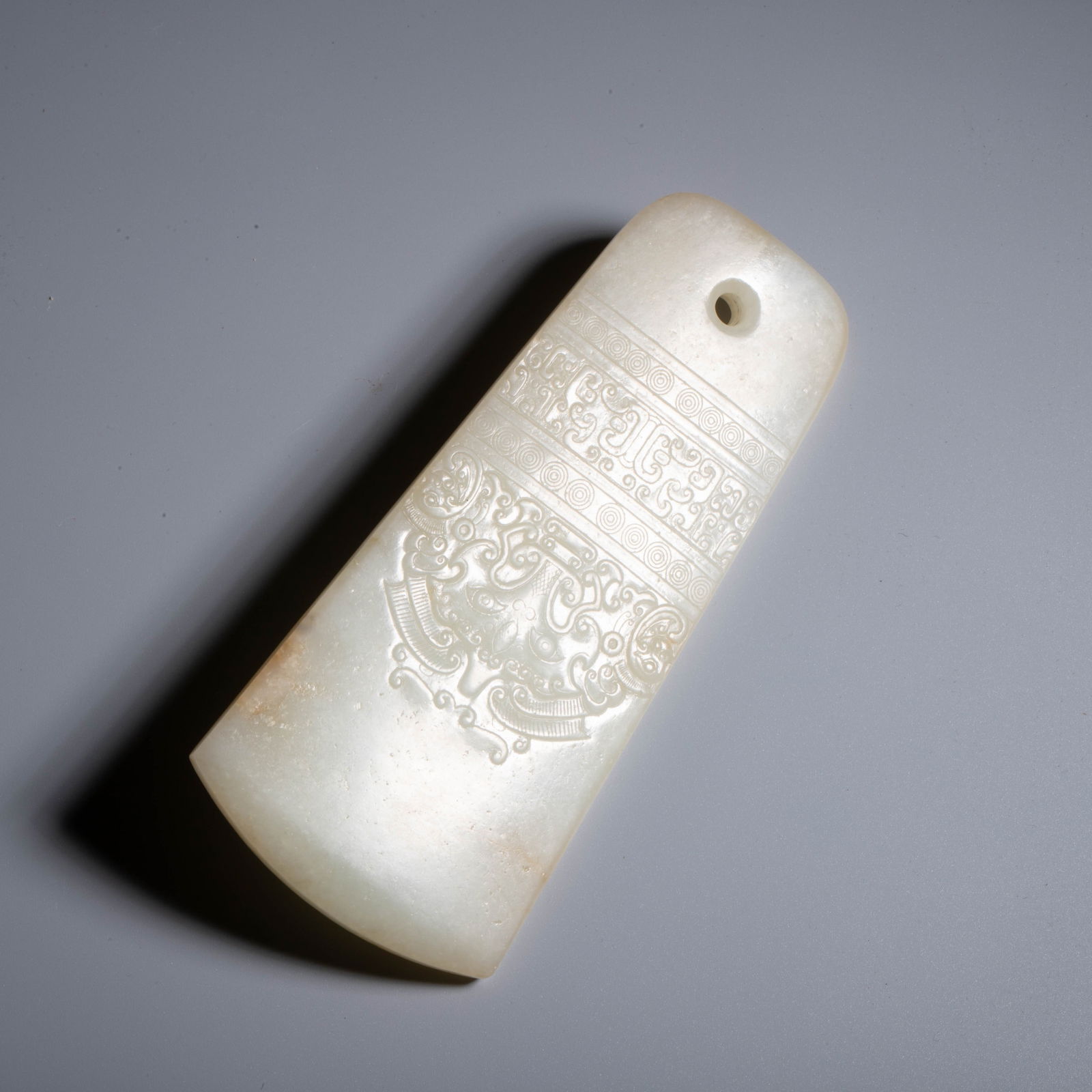 Qing Dynasty (Qianlong Period) Hetian White Jade Carved Gui Bi (Ritual Disc) with Beast Face Pattern (1 of 8)