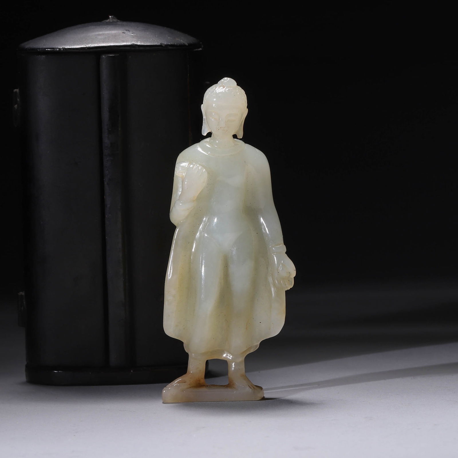 Gupta Style White Jade Standing Buddha: Gupta Style White Jade Standing Buddha