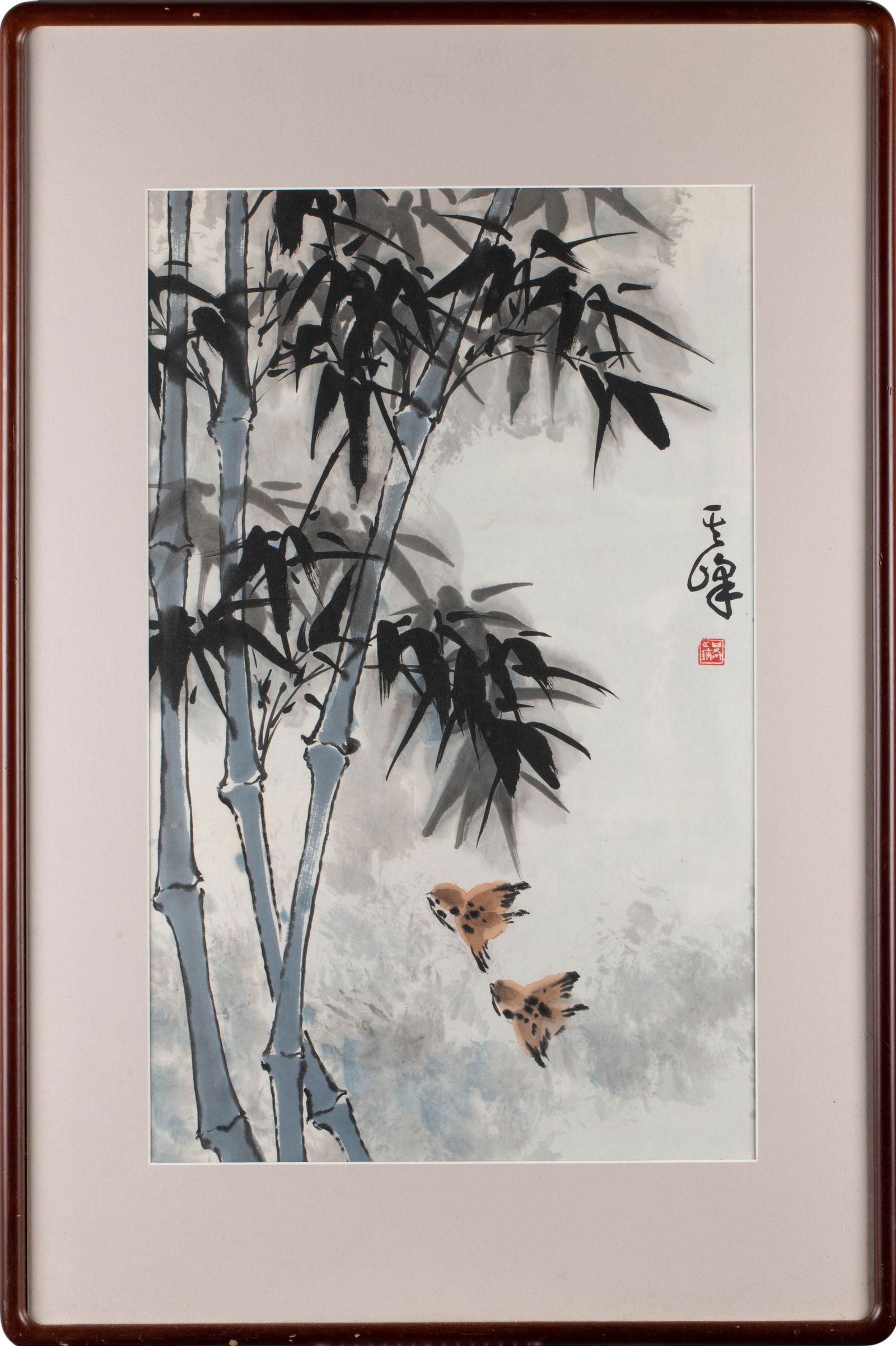 Sun Qifeng, "Bamboo and Sparrows" (1 of 6)