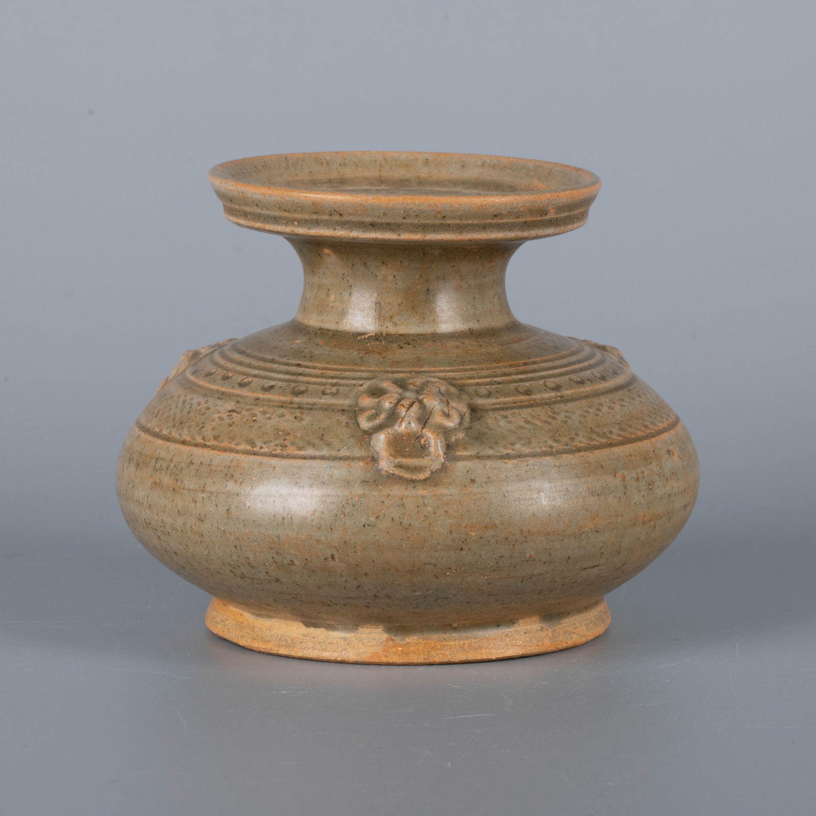 Eastern Jin Dynasty, Yue Kiln Disc-Mouthed Pot (1 of 5)