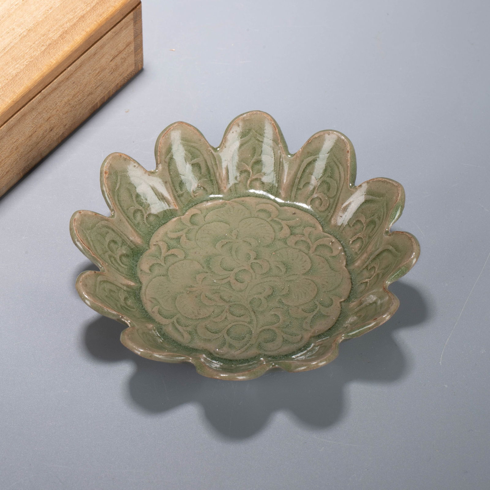 Song Dynasty, Yaozhou Kiln Carved Floral Pattern Floral-Rimmed Dish (1 of 6)