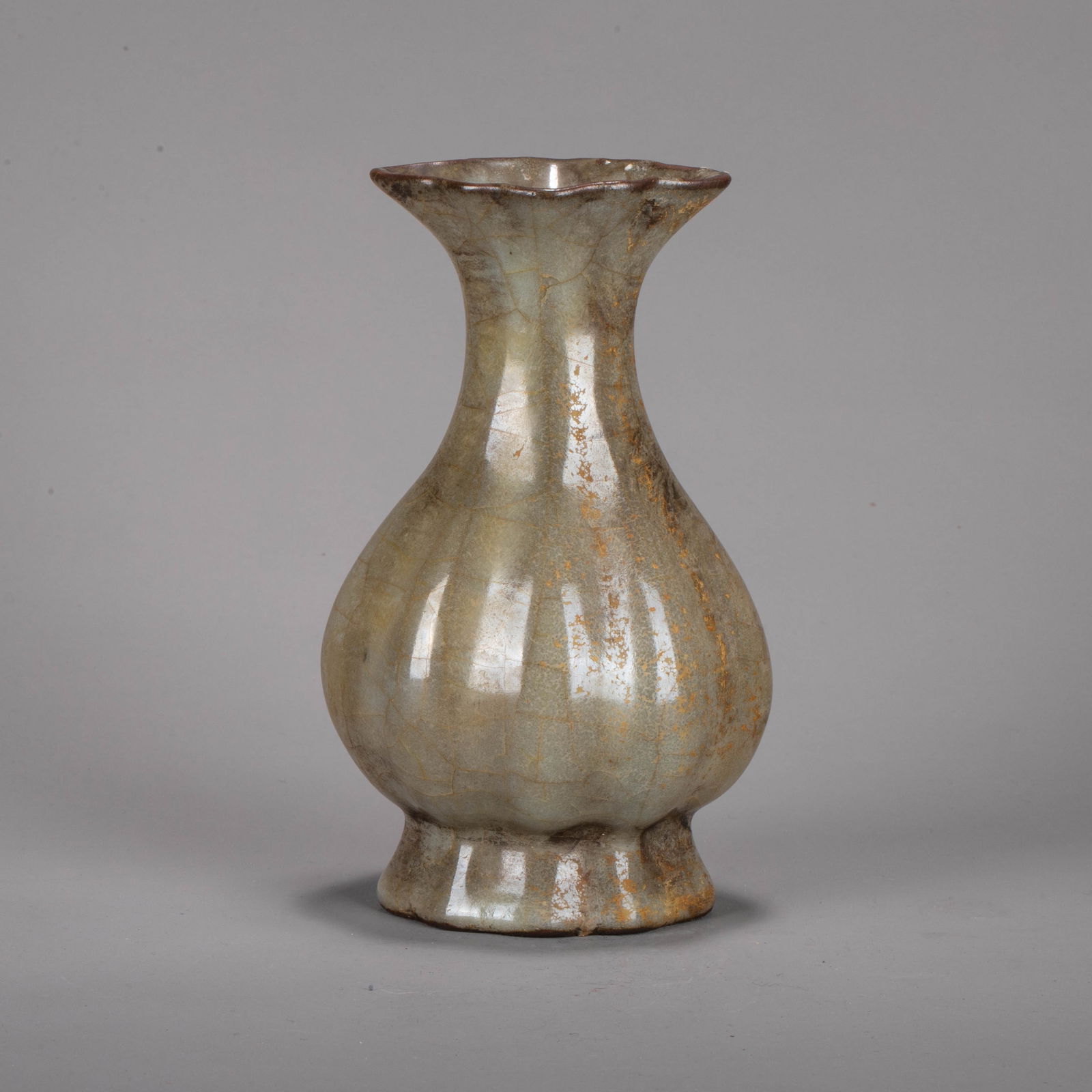 Song Dynasty, Guan Ware Melon-Ribbed Floral-Mouthed Vase (1 of 7)