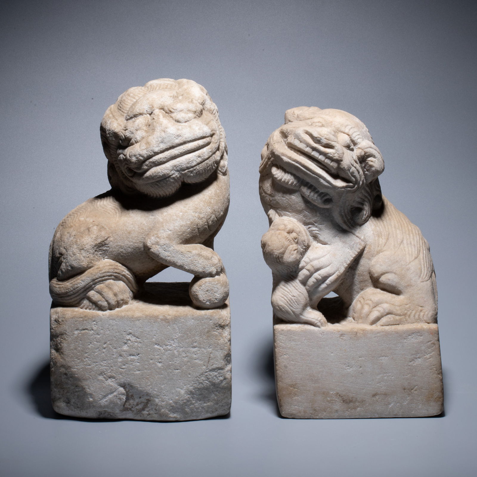 Ming Dynasty White Stone Carved Lions (a pair) (1 of 9)