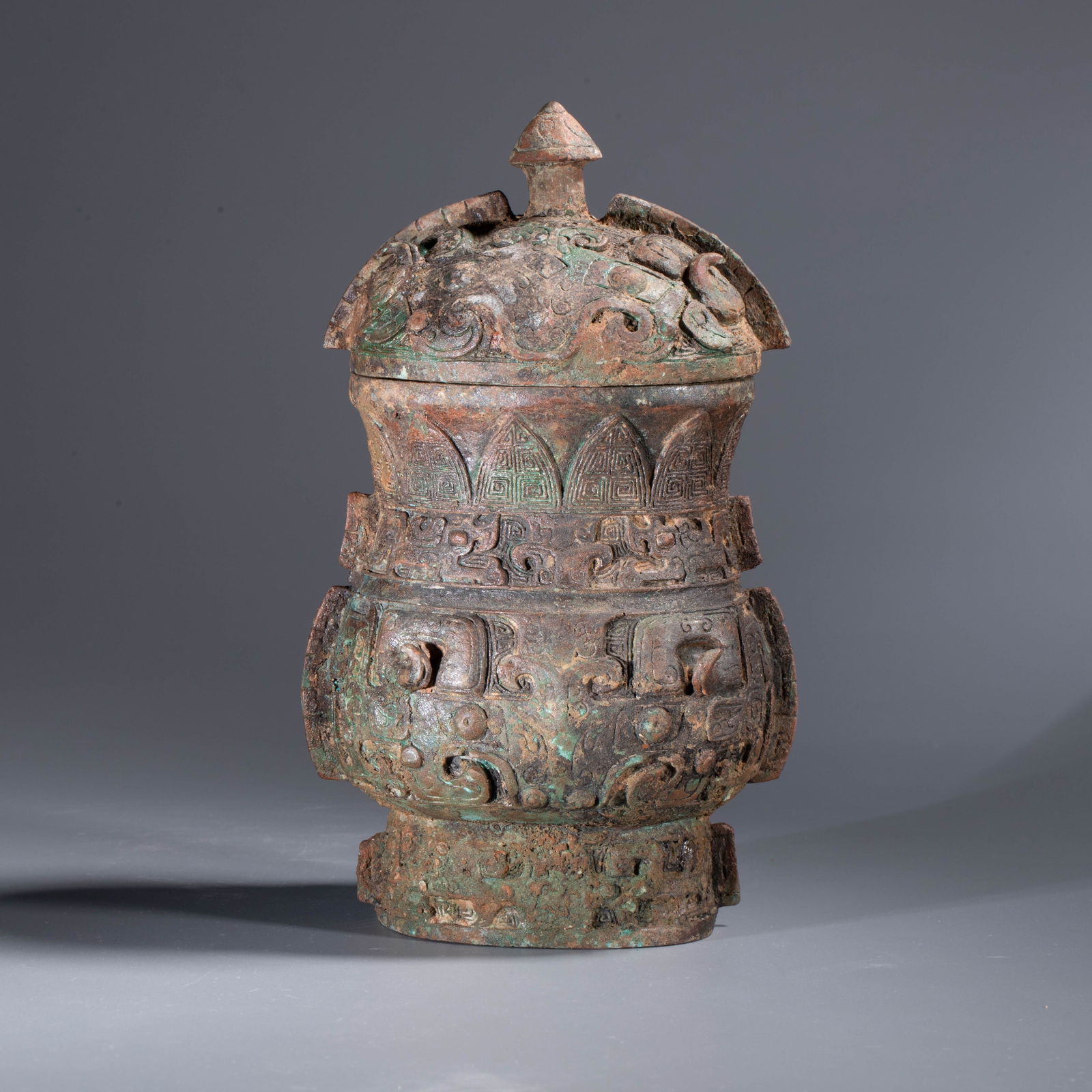 Shang Dynasty Bronze Animal-Mask Pattern Wine Vessel (Zhi) (1 of 10)