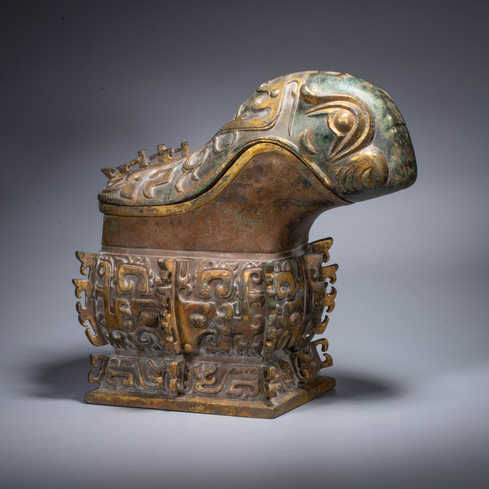 Ming Dynasty Gilt Bronze Gong (Wine Vessel): Ming Dynasty Gilt Bronze Gong (Wine Vessel)