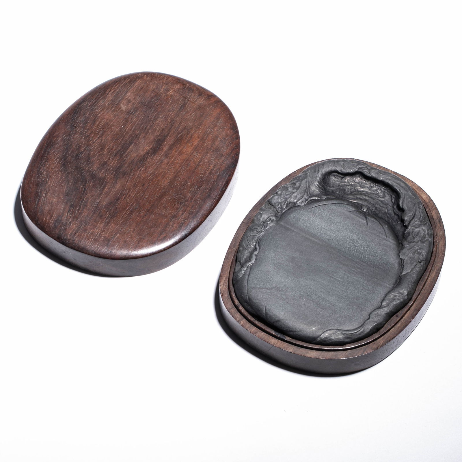 Qing Dynasty Shezhou eyebrow pattern cabbage inkstone: Qing Dynasty Shezhou eyebrow pattern cabbage inkstone