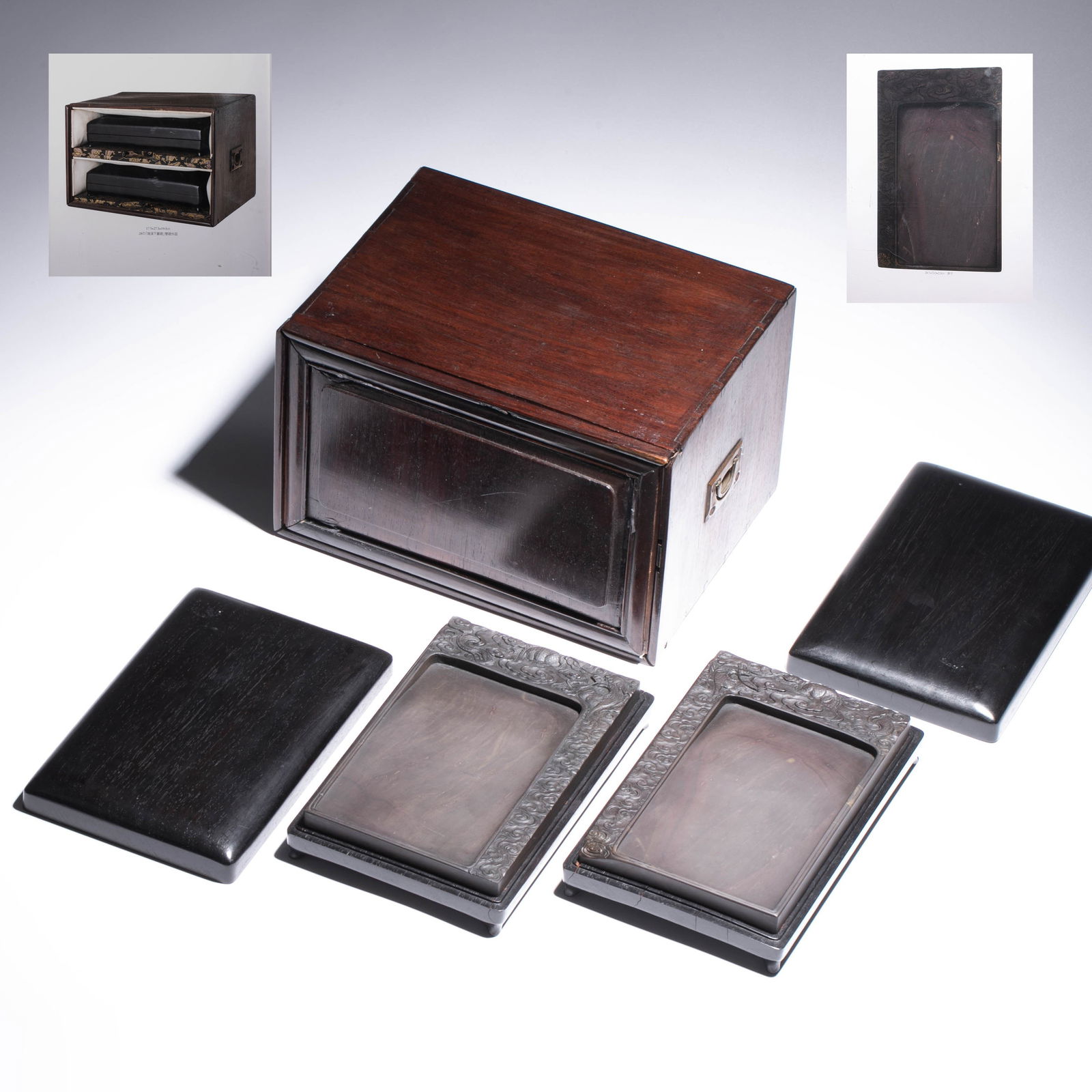 Nan Wenfu's old collection, published by the Encyclopedia of Chinese Inkstones, Duan Inkstone, pair (1 of 7)