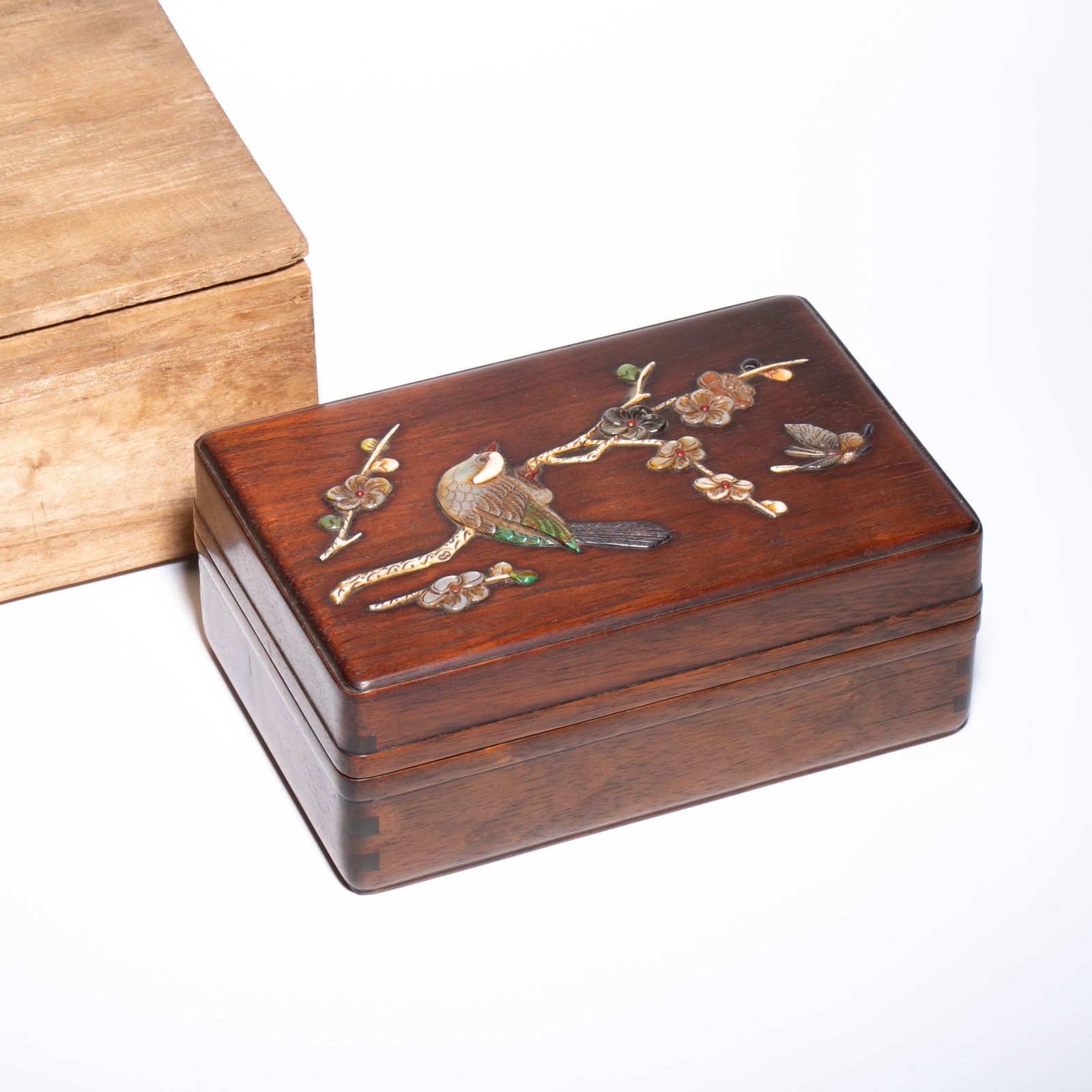 Qing dynasty huanghuali inlaid treasure box (1 of 11)