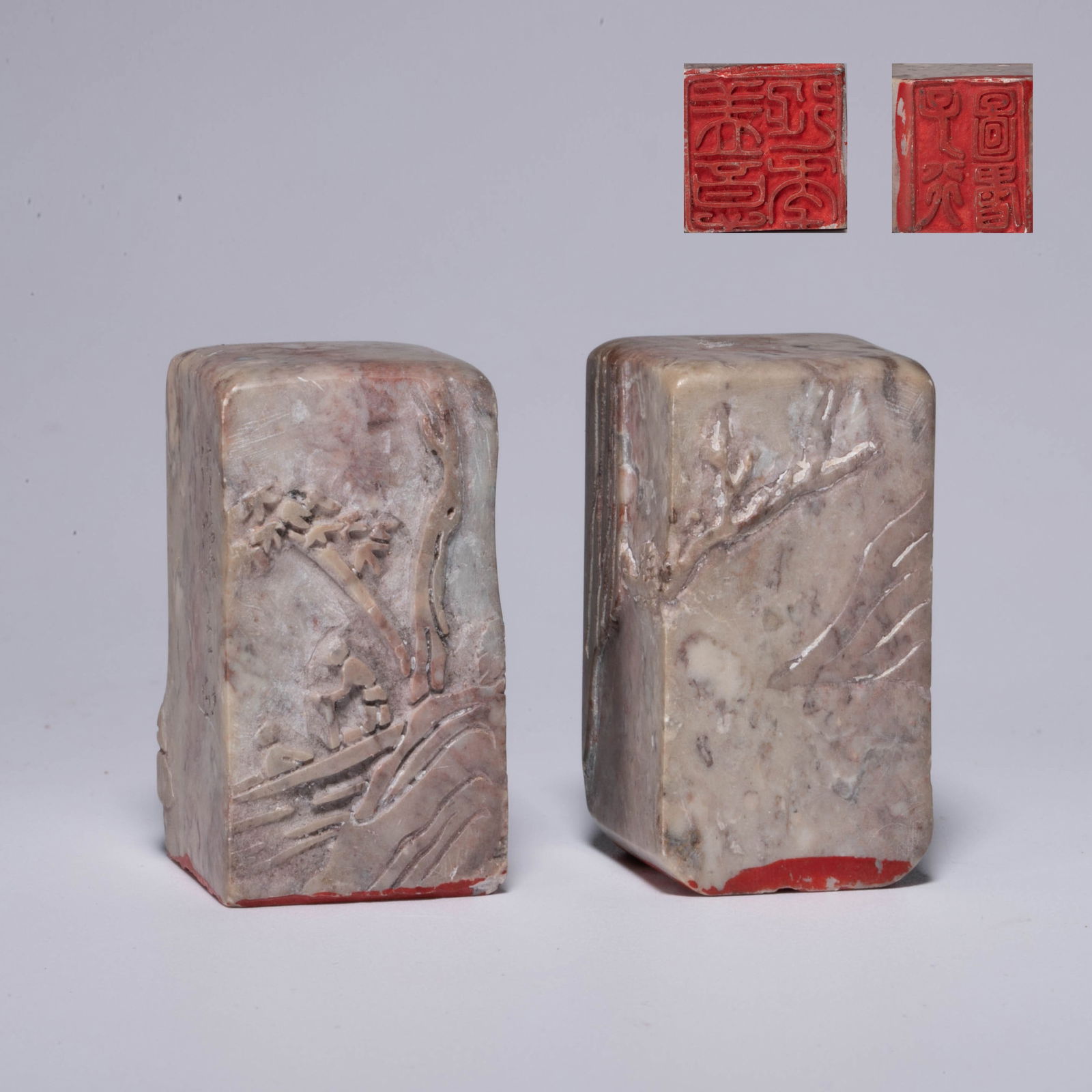 Qing Dynasty Shoushan Stone Seal Two Points (1 of 6)