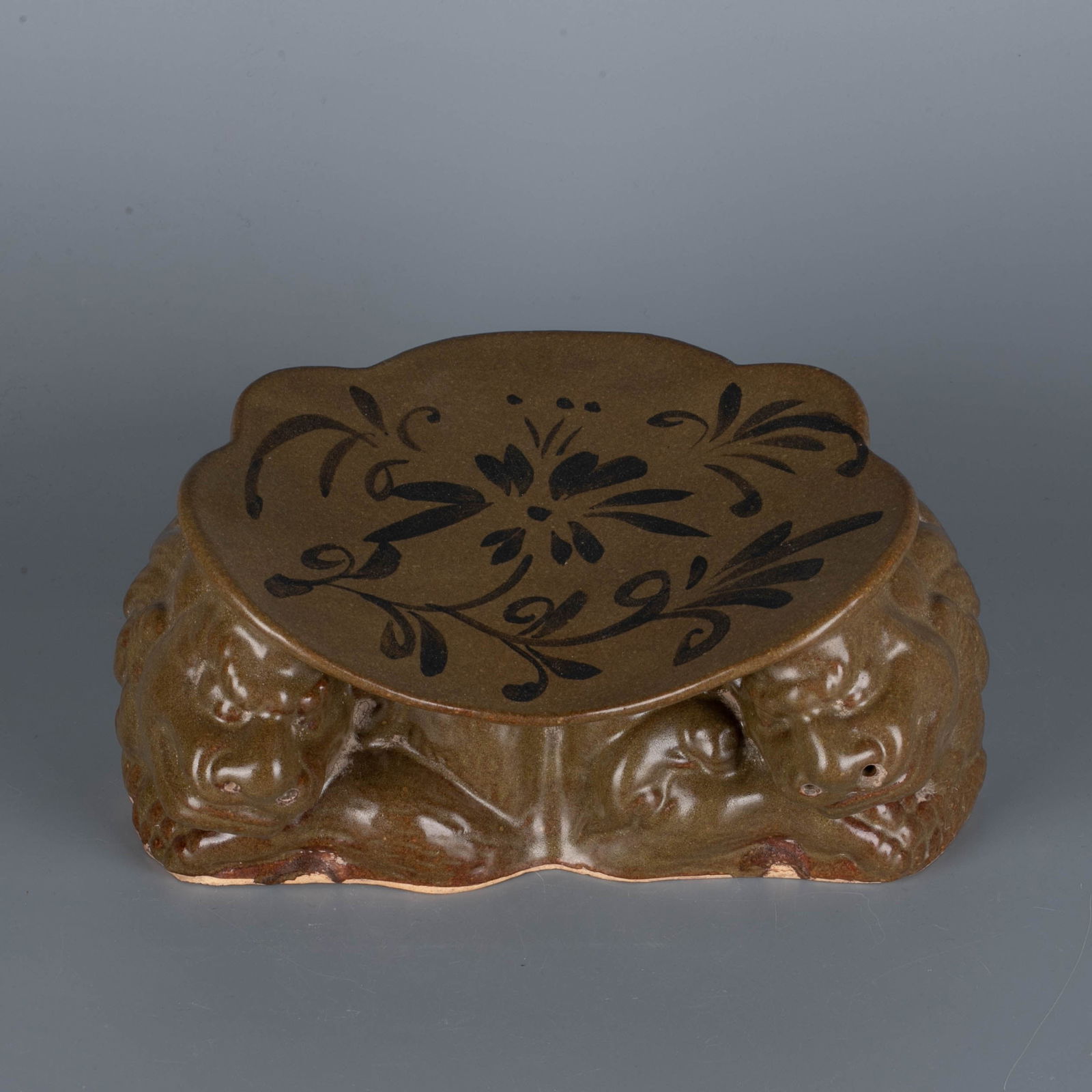 Song Cizhou Kiln Iron Painted Double Lion Pillow (1 of 7)