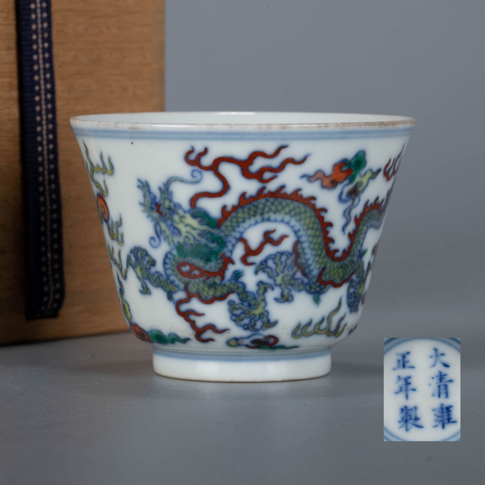 Qing Dynasty Yongzheng Doucai Dragon Cup (1 of 6)
