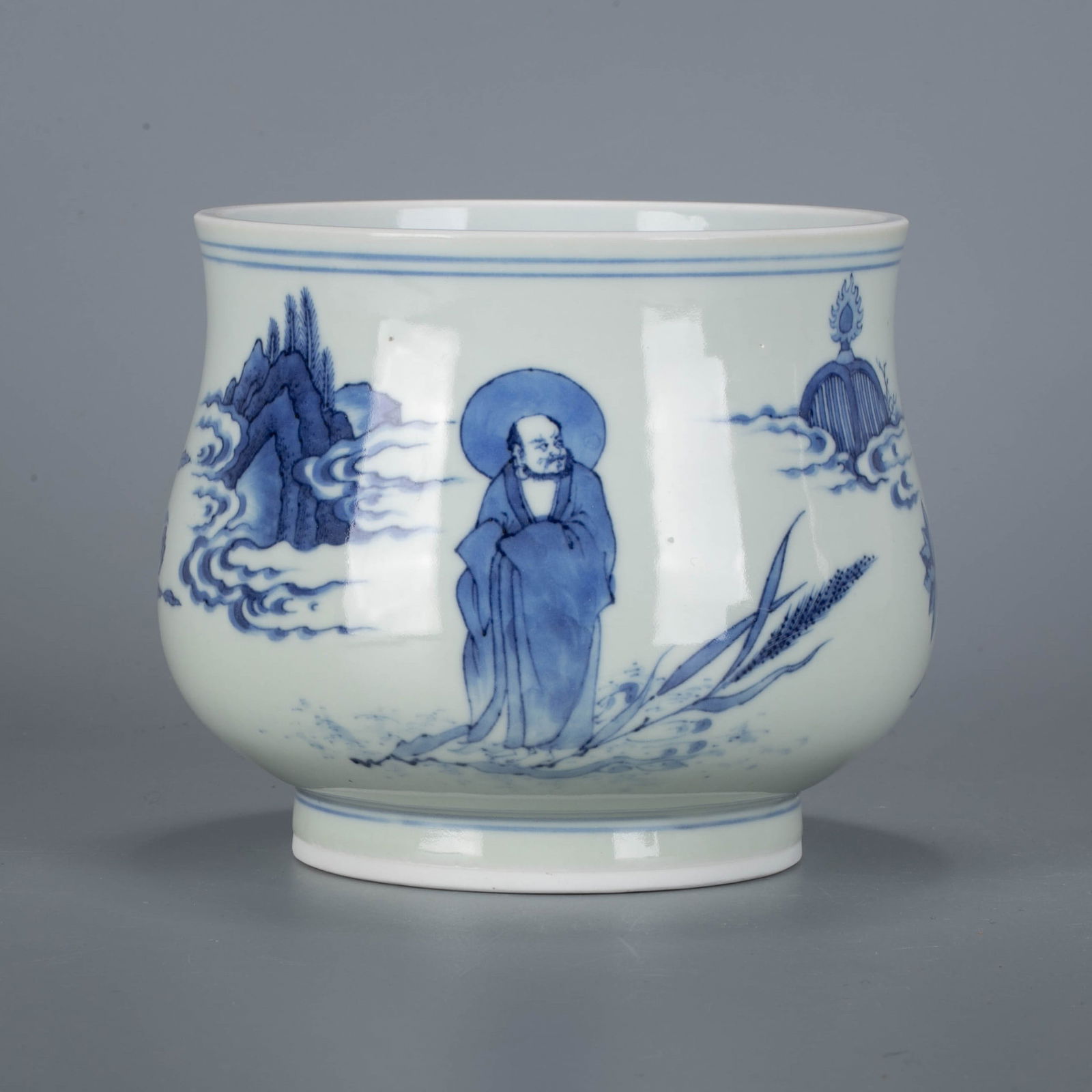 Blue and white character story water bowl (1 of 6)