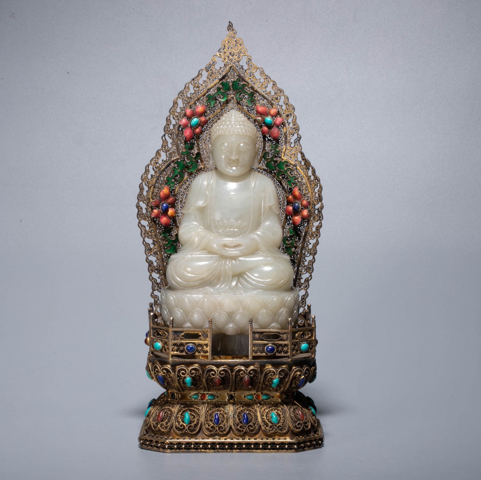 Qianlong Emperor of the Qing Dynasty. Imperial Hotan white jade sculpture of the Tathagata seated. (1 of 7)