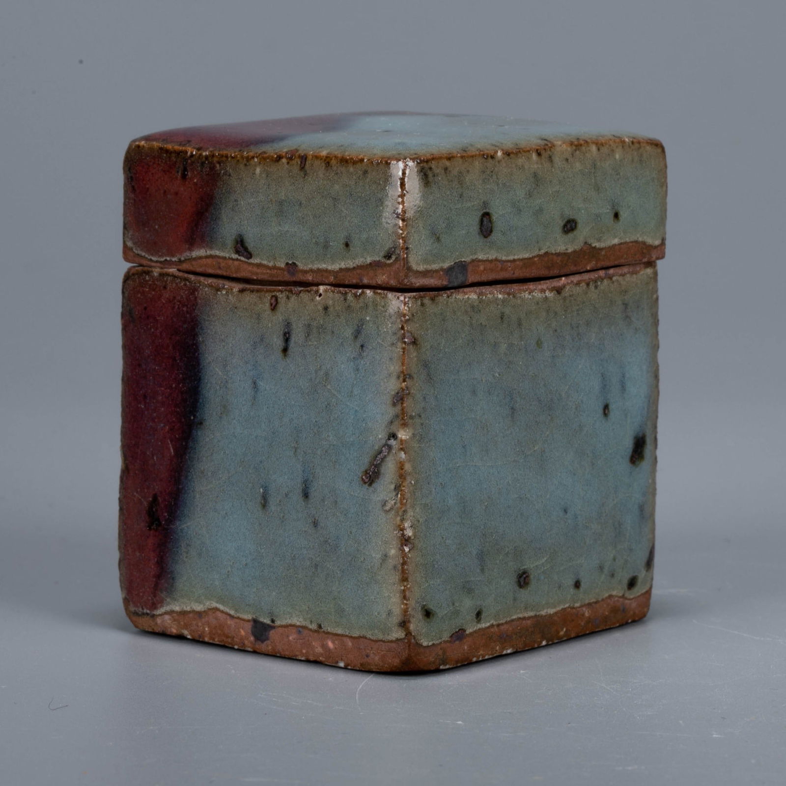 Song Jun ware square cover box: Song Jun ware square cover box
