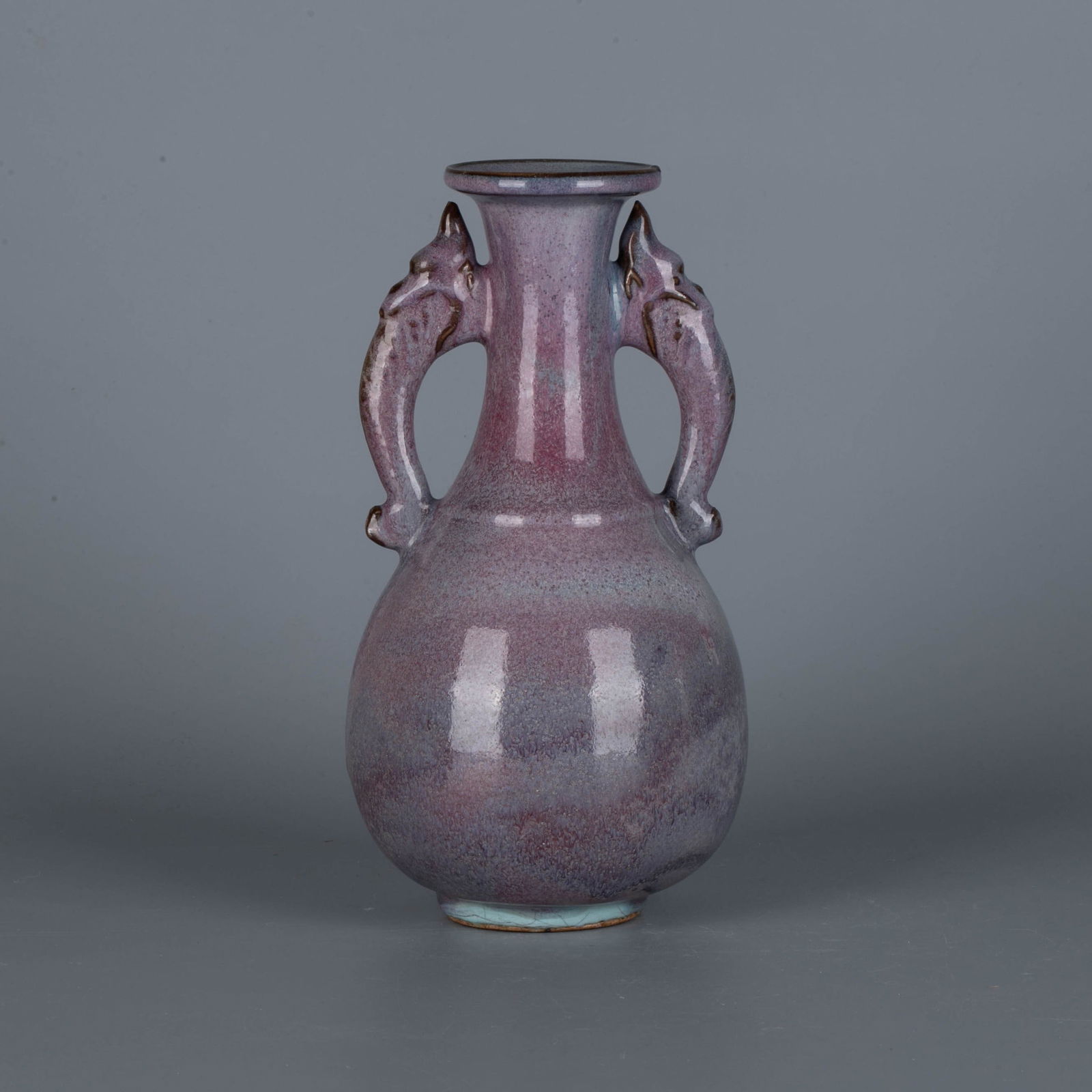 Gold Jun ware ear-mounted bottle: Gold Jun ware ear-mounted bottle