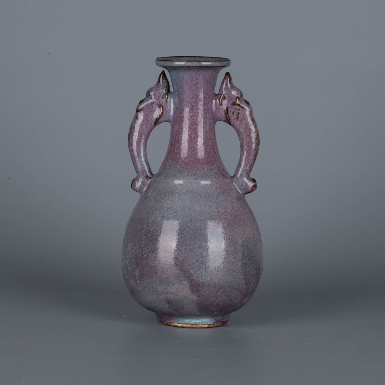 Gold Jun ware ear-mounted bottle - 3