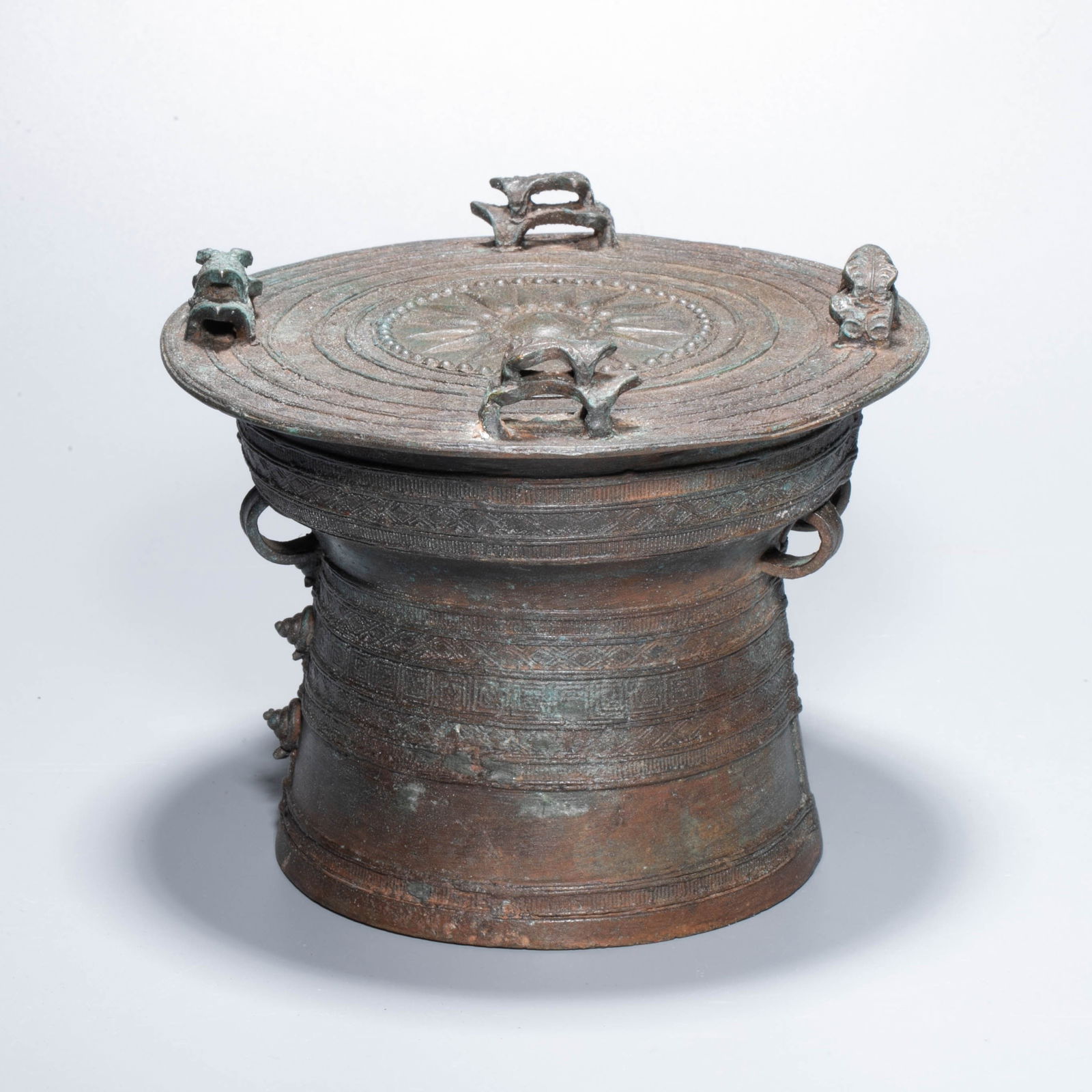 Bronze frog button taiko drum - 2