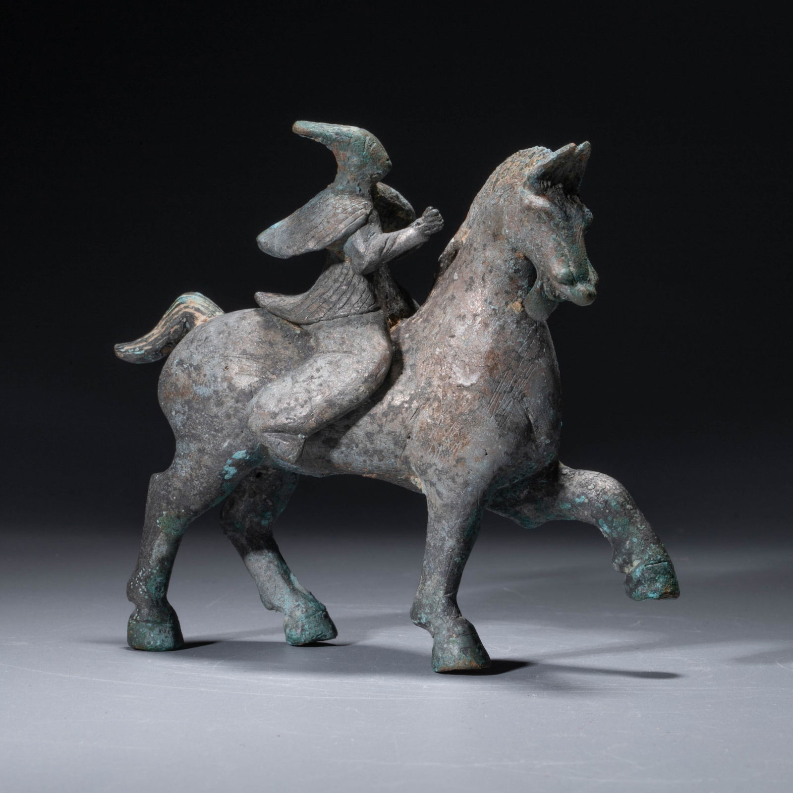 A bronze equestrian figure, Han dynasty: A bronze equestrian figure, Han dynasty