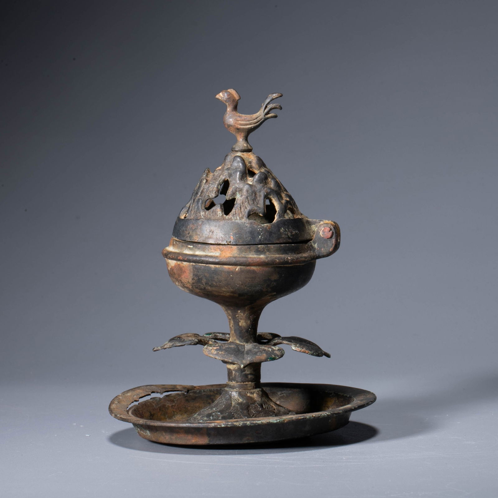 A bronze 'Boshan' incense burner, Han dynasty (1 of 6)