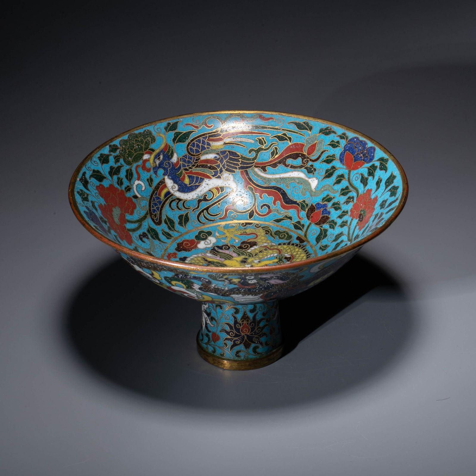 High-Stem Cloisonné Enamel Cup, Ming Dynasty: High-Stem Cloisonné Enamel Cup, Ming Dynasty