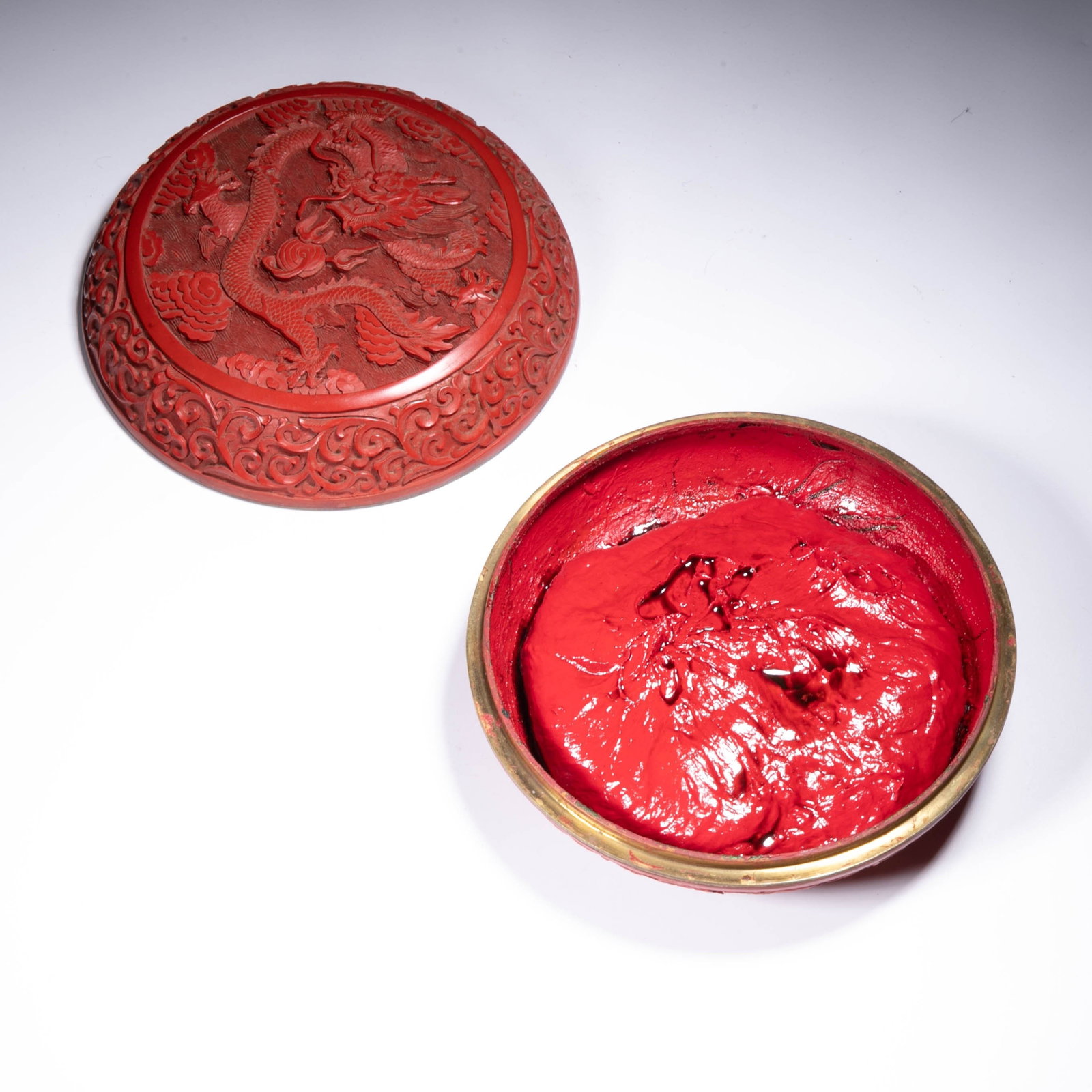 Stack of red ink clay boxes - 2