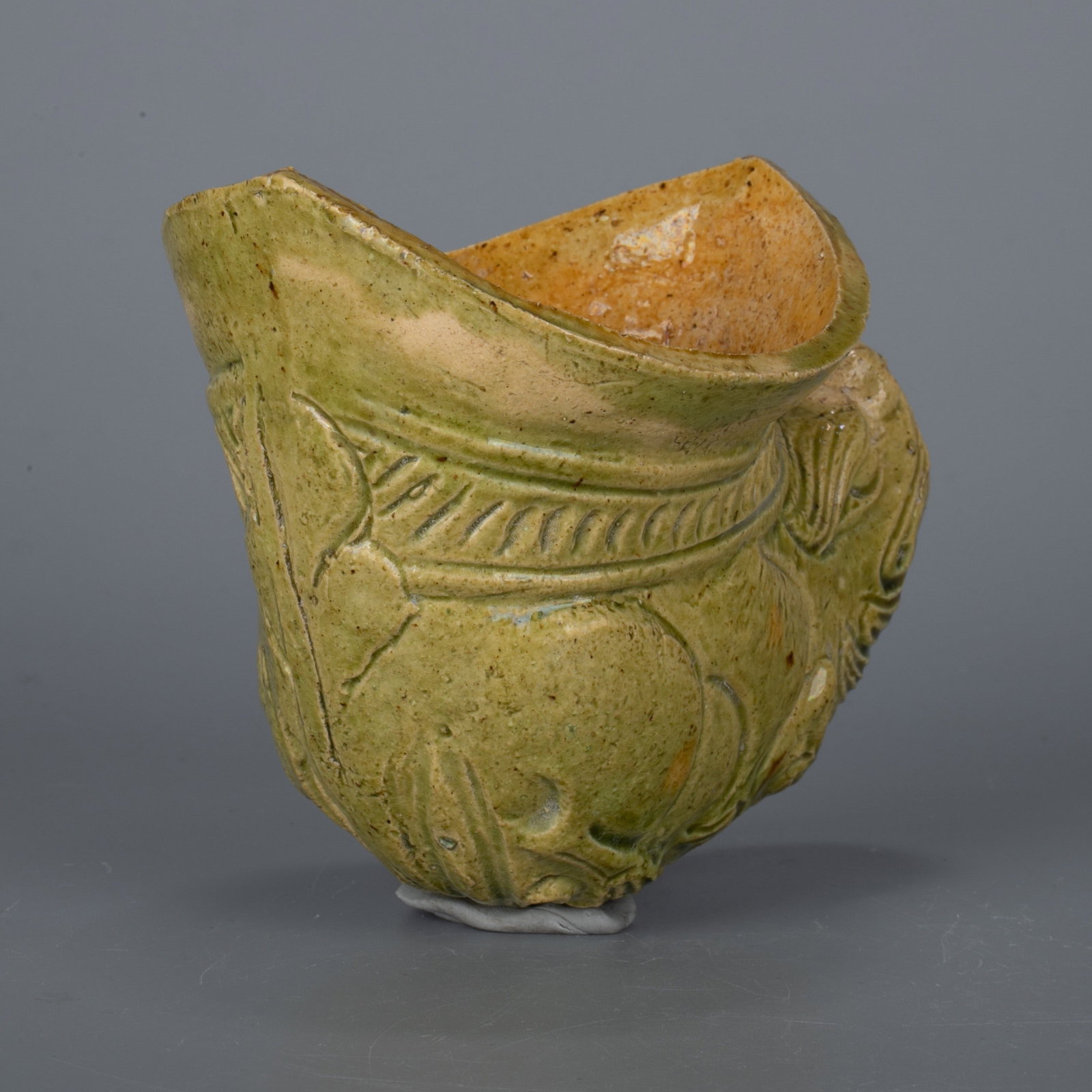 Green glaze animal head cup - 2