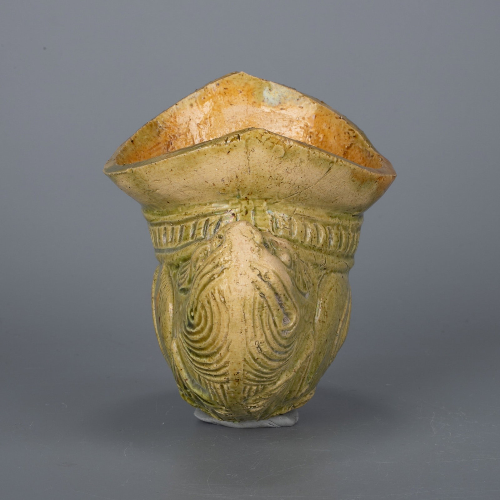 Green glaze animal head cup - 5