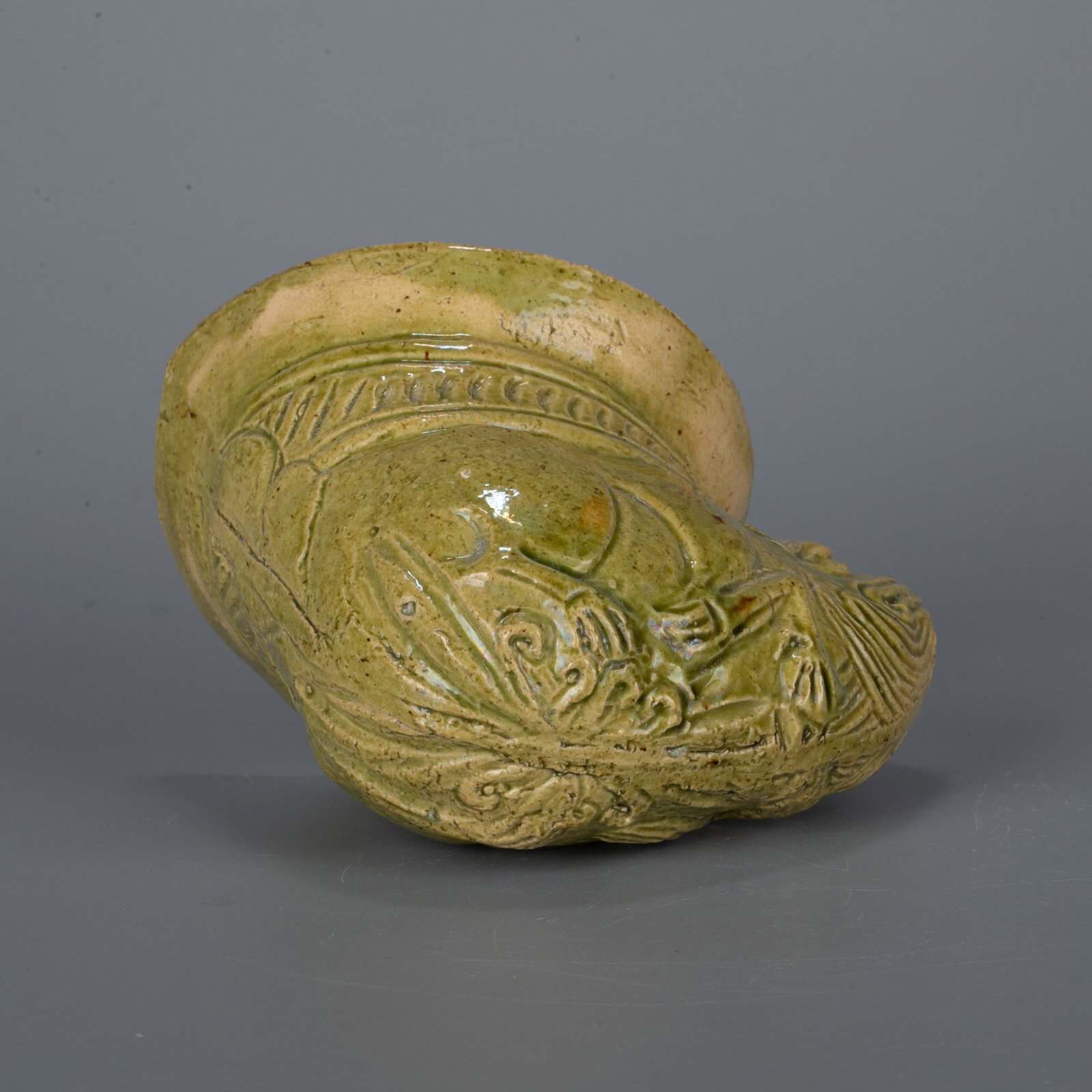 Green glaze animal head cup - 7