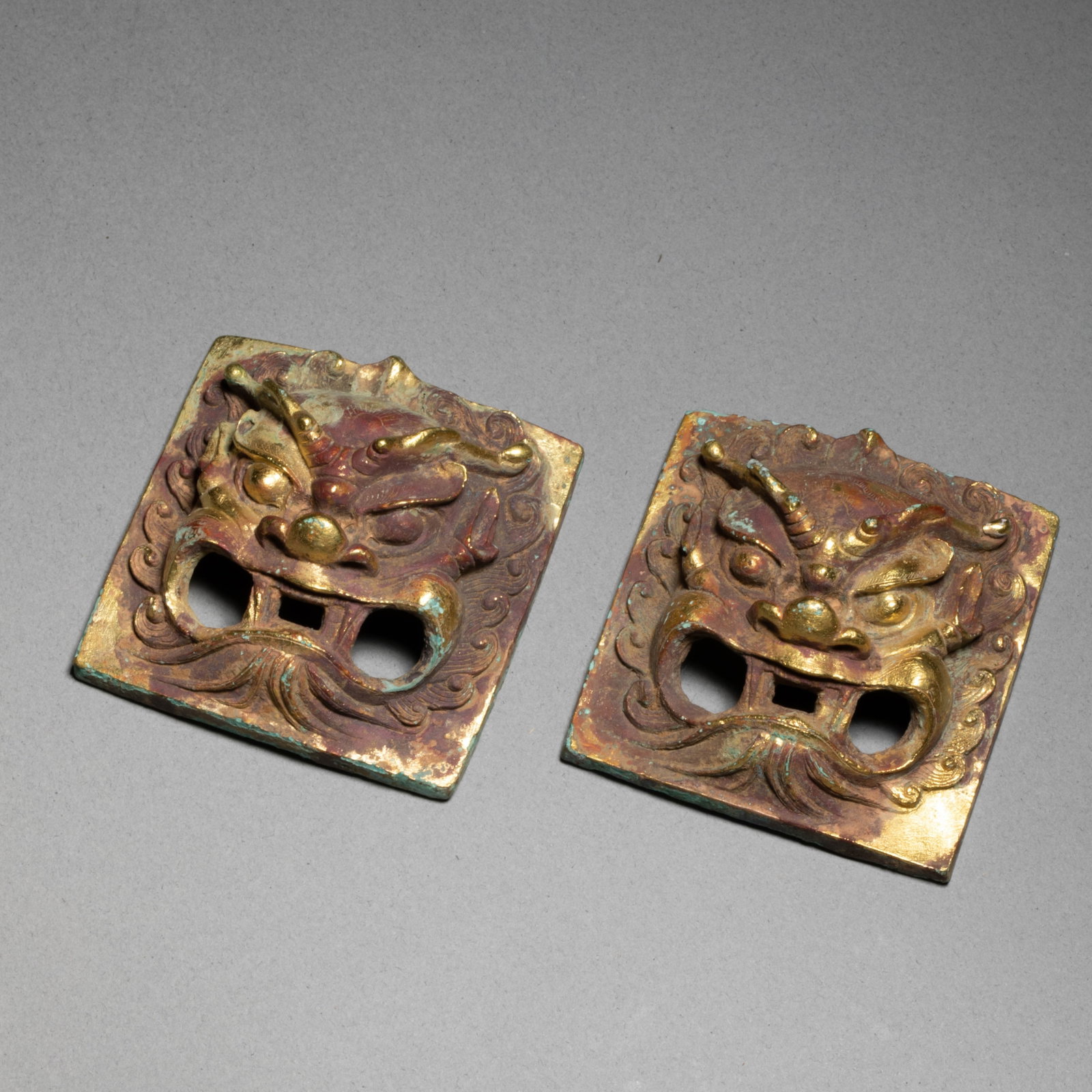 Tang Dynasty Gilt Bronze Shop Head Pair (1 of 5)