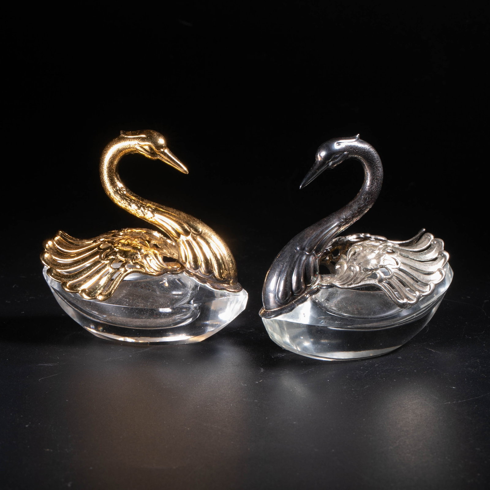 A set of sterling silver crystal crane-shaped aromatherapy diffusers (1 of 7)