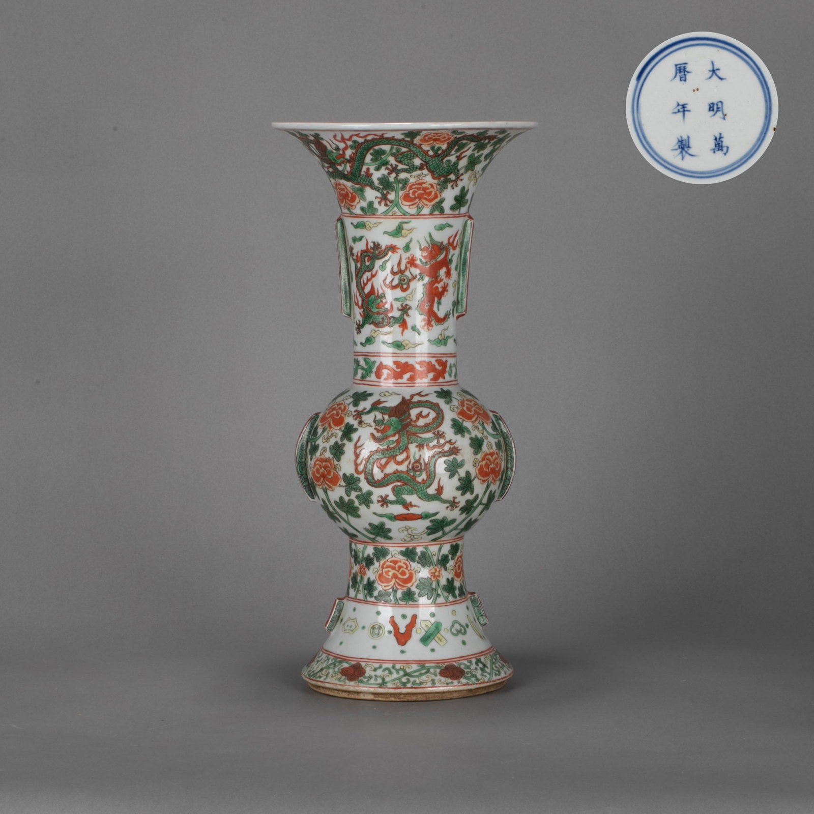 Ming Dynasty red painted dragon flower vase (1 of 6)