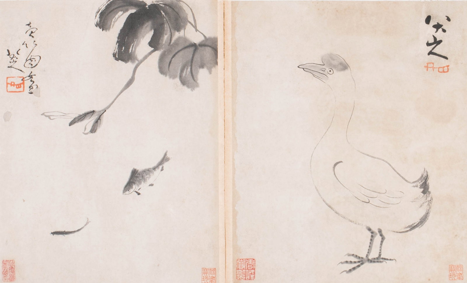 Bada Shanren Flower and Bird Sketch 2 points (1 of 10)
