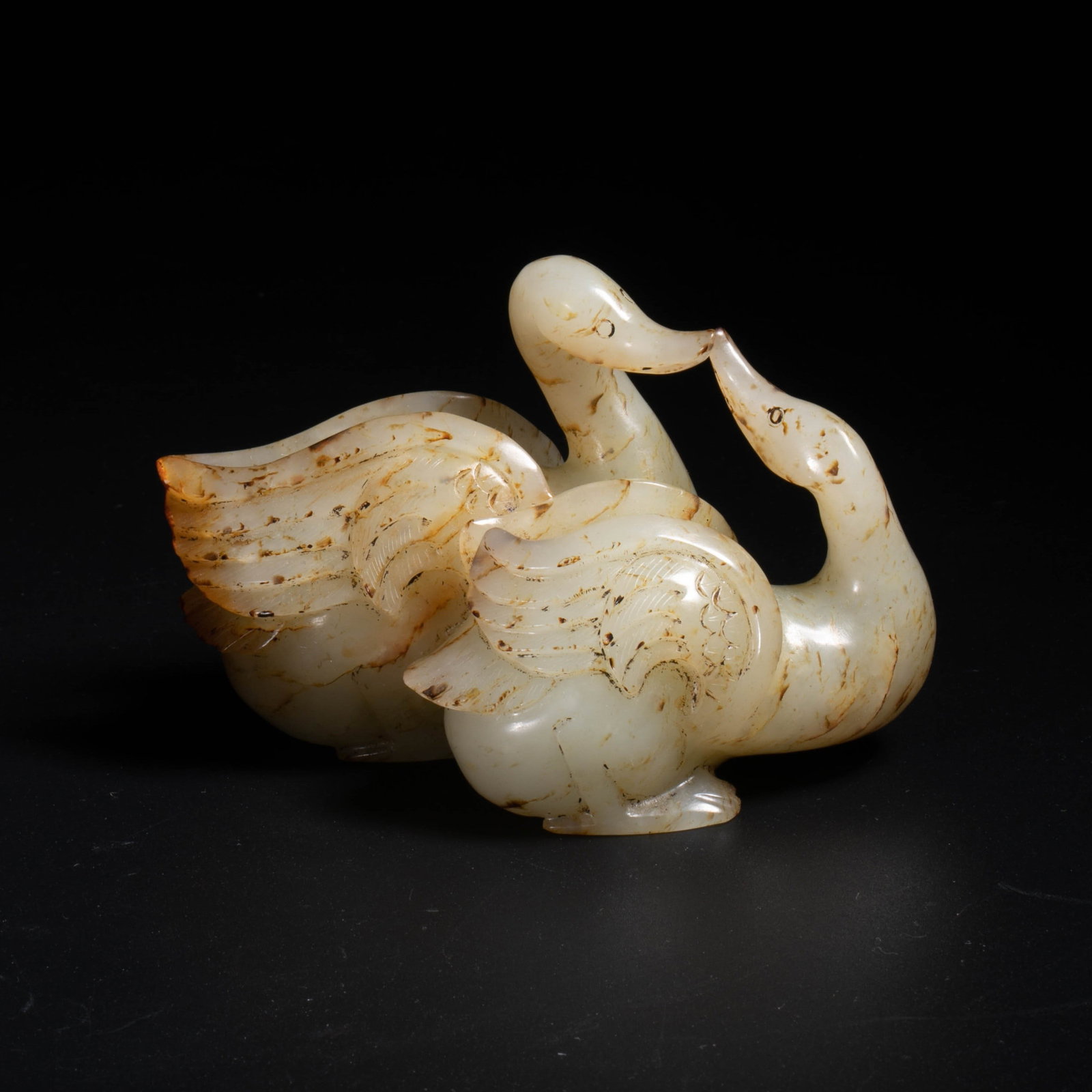 Tang and Song Dynasty white jade double crane ornaments: Tang and Song Dynasty white jade double crane ornaments