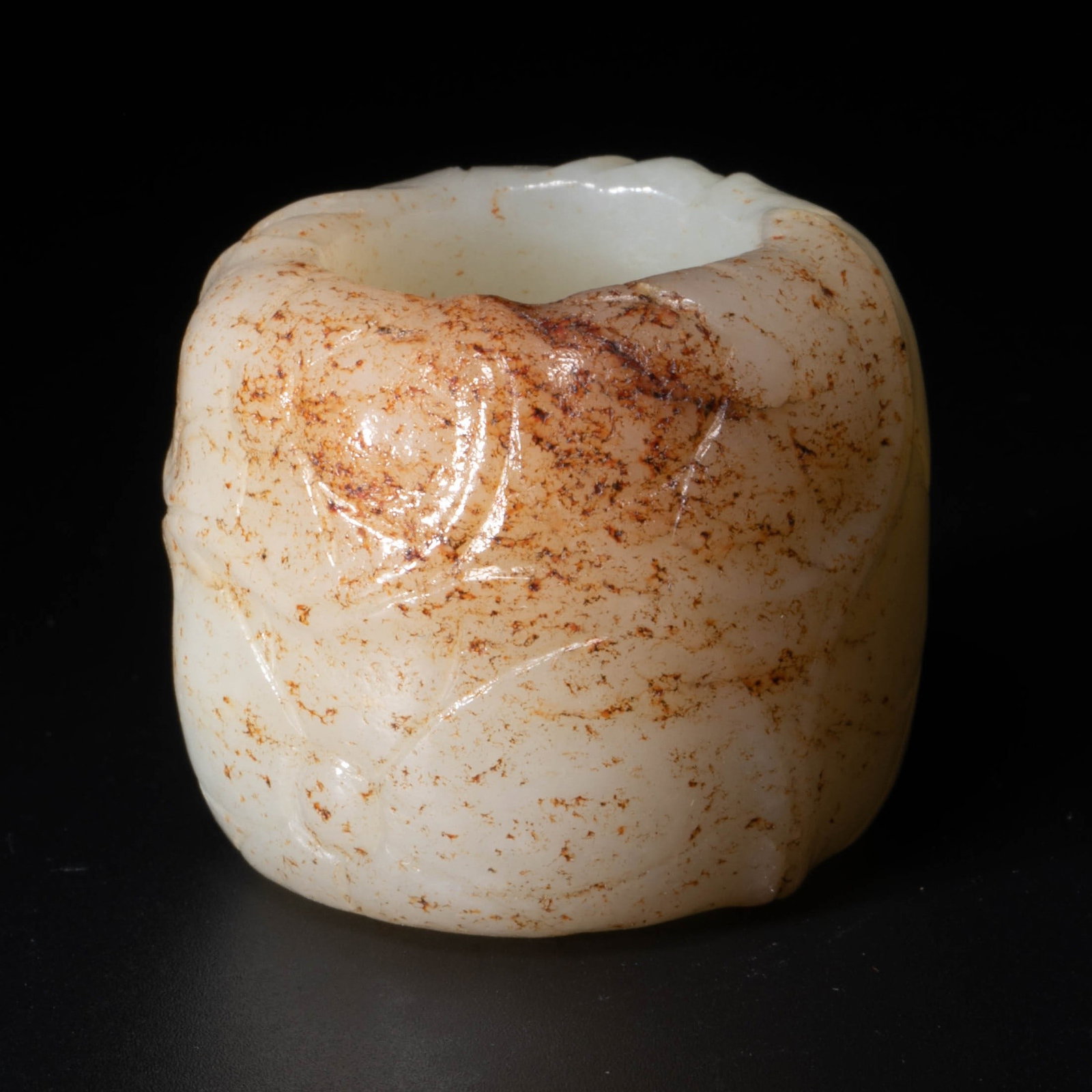Hetian Jade Leather Embossed Ring Ring - 3