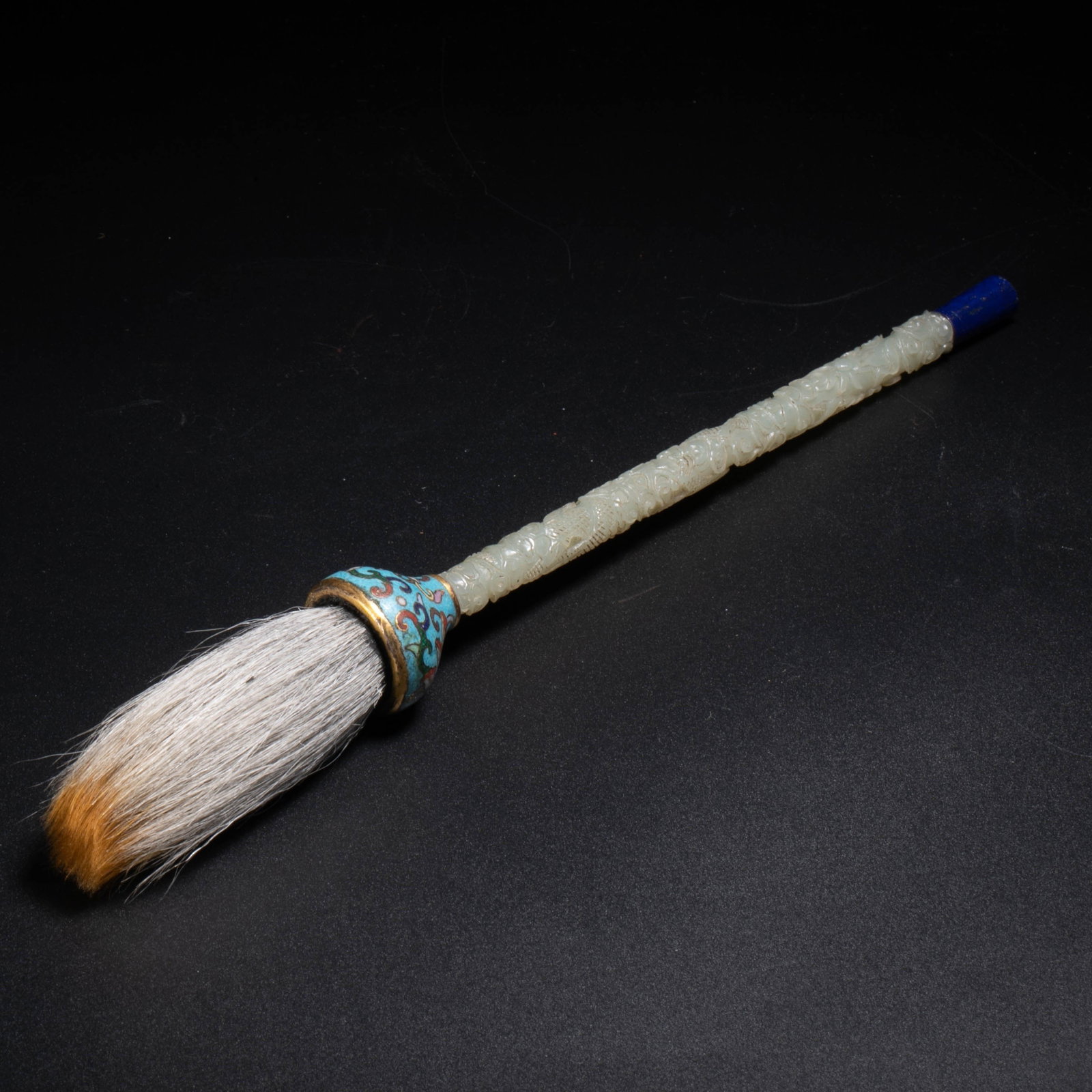 Qianlong Period of the Qing Dynasty White Jade Dragon Pattern Brush (1 of 9)