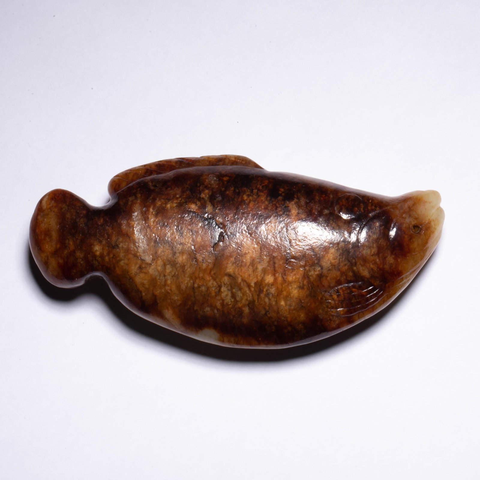 Hotan jade green fish-shaped handle: Hotan jade green fish-shaped handle