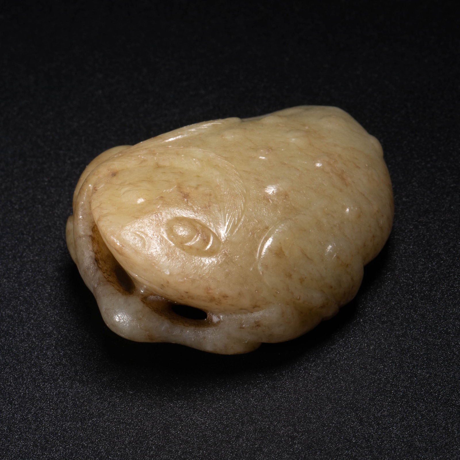 Hotan Jade Golden Toad Handle: Hotan Jade Golden Toad Handle