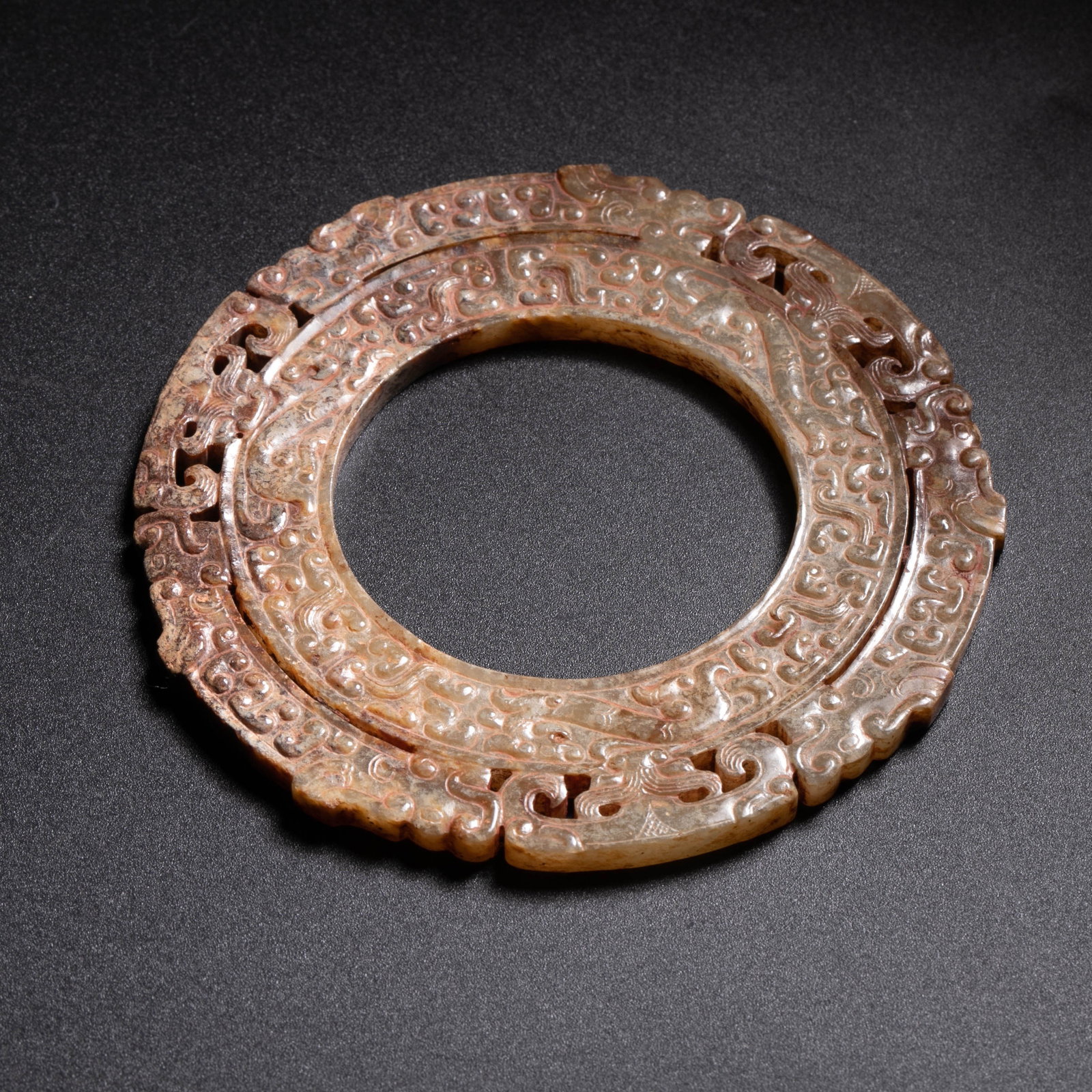 Warring States Period Jade Ring with Phoenix Bird Pattern: Warring States Period Jade Ring with Phoenix Bird Pattern