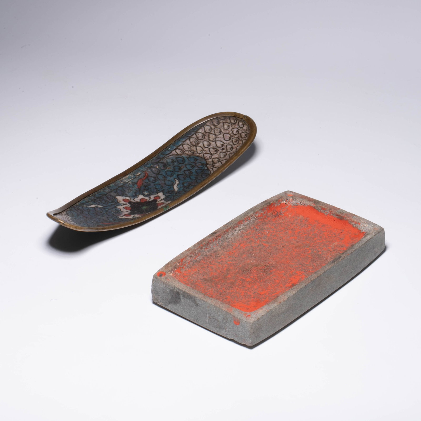 Tang inkstone, Ming enamel colored incense dish (1 of 9)
