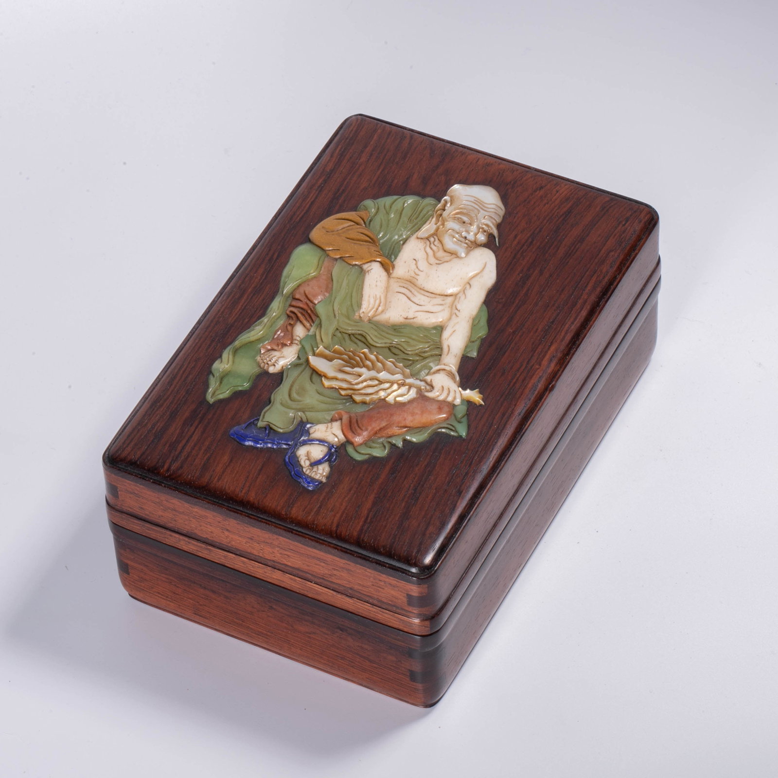 Qing dynasty huanghuali inlaid arhat box with lid (1 of 11)