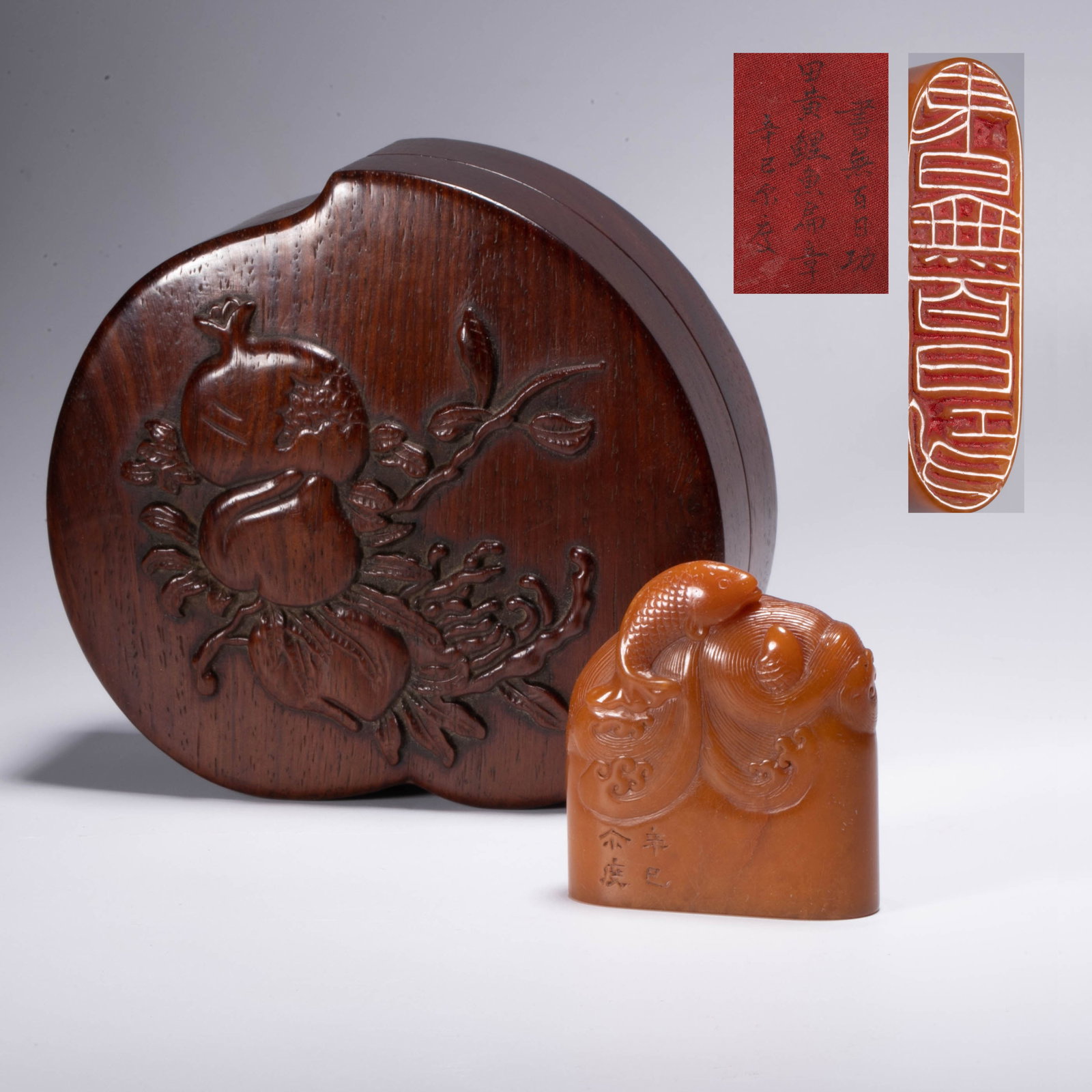"Books Don't Work in a Hundred Days" Carp Button Shoushan Huangshi Seal: "Books Don't Work in a Hundred Days" Carp Button Shoushan Huangshi Seal