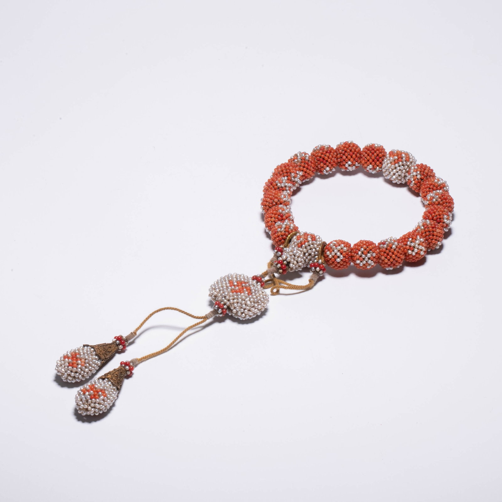 Marquetry Coral Pearl Bracelet: Marquetry Coral Pearl Bracelet