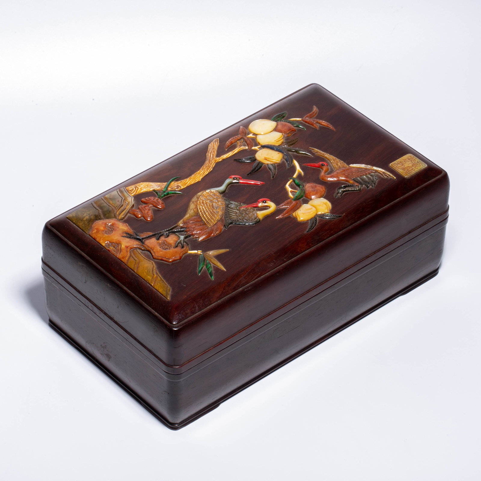 Qianlong imperial mark huanghuali inlaid treasure box: Qianlong imperial mark huanghuali inlaid treasure box