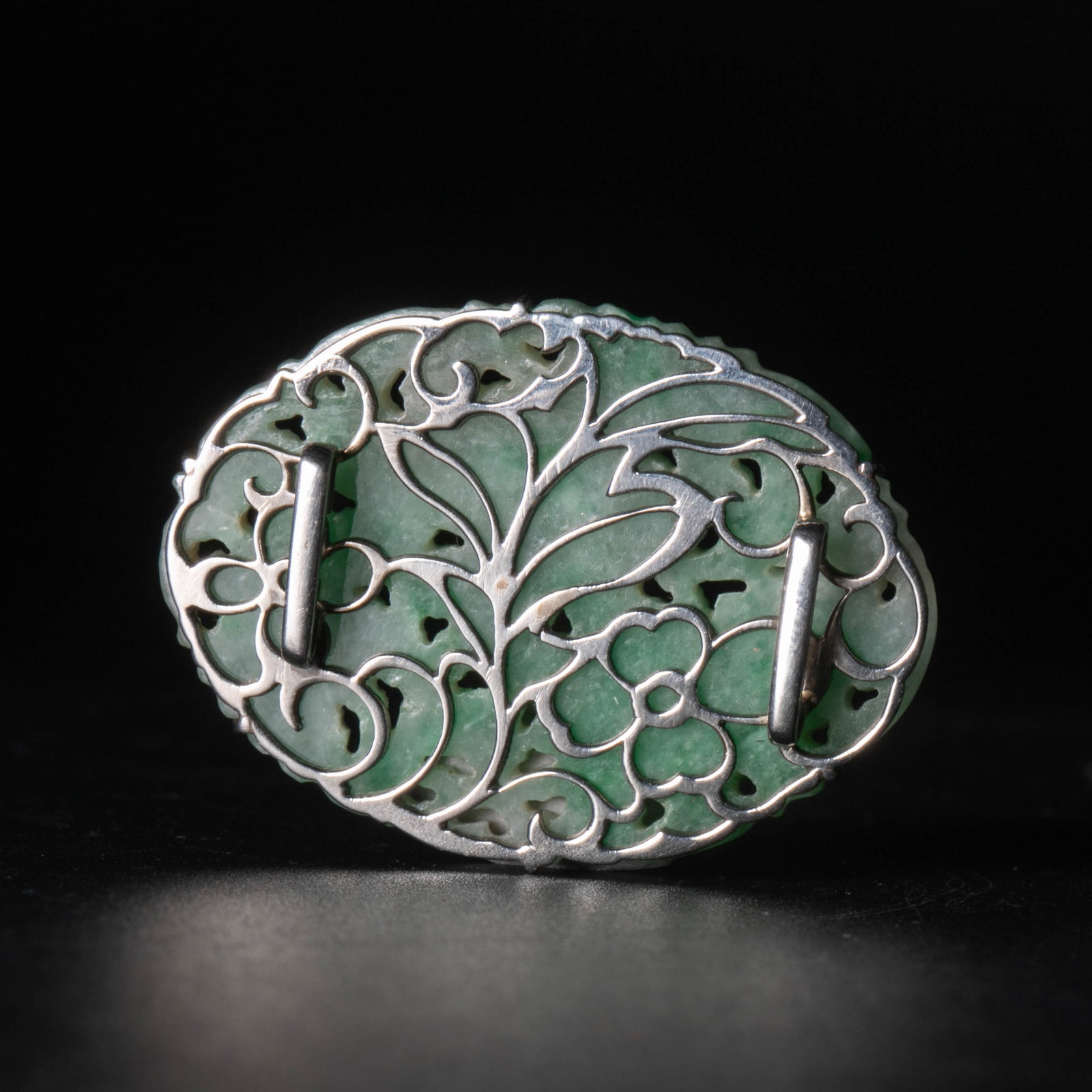 Natural jadeite intertwining pattern buckle with certificate - 2