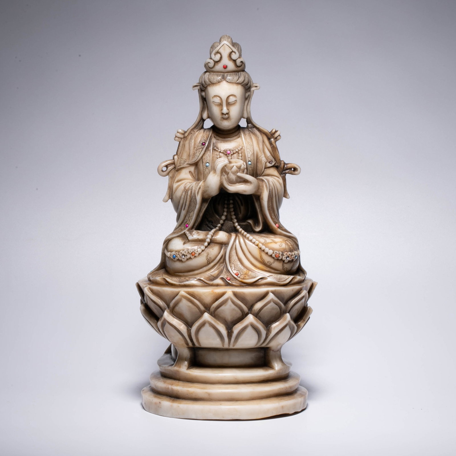 Shoushan Stone Seated Guanyin Statue: Shoushan Stone Seated Guanyin Statue