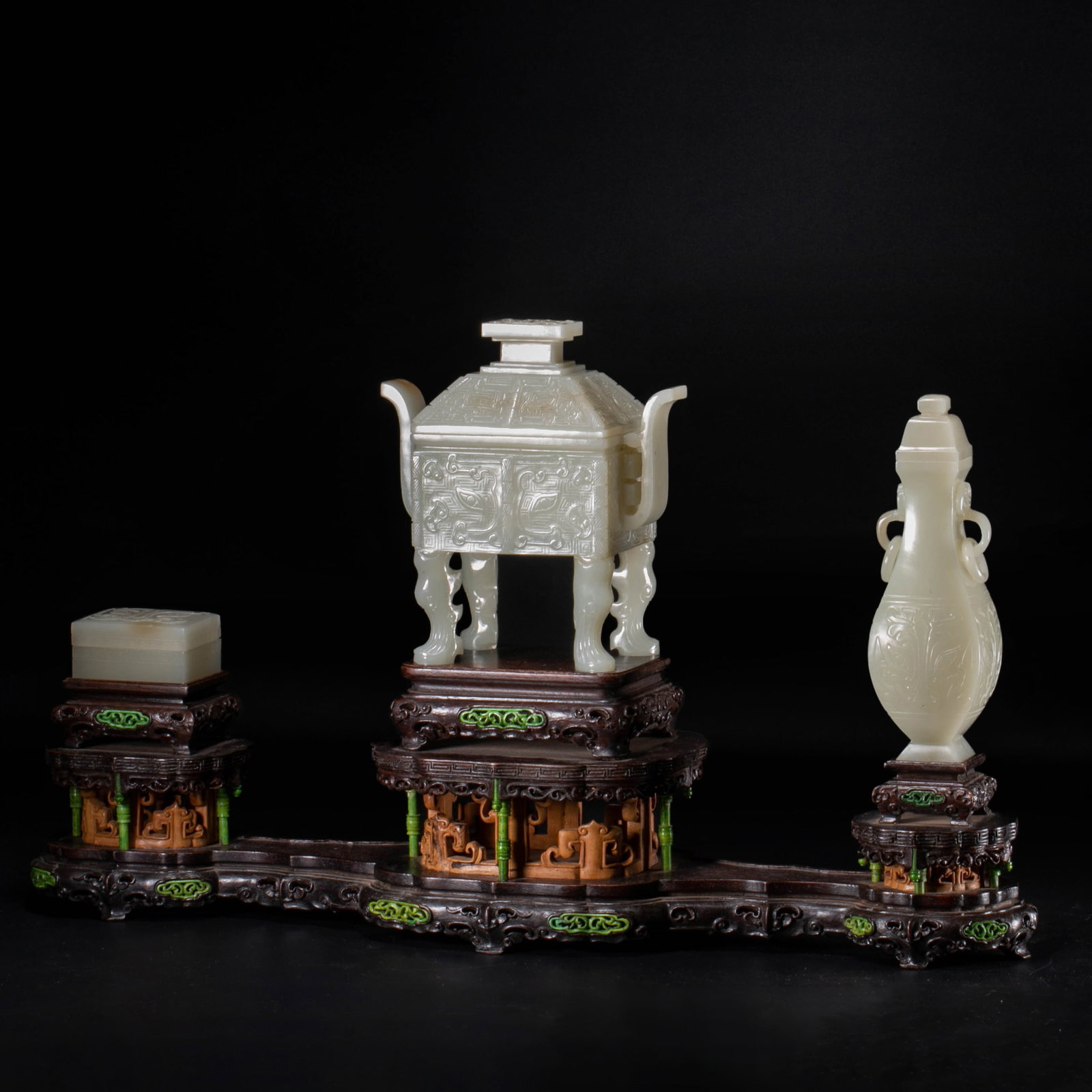 Qing Dynasty Palace White Jade Carved Stove Bottle Box Three Types (1 of 8)