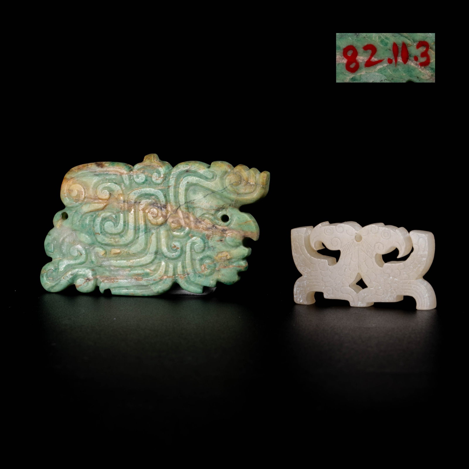Warring States Period White Jade Double Phoenix Pendant, Spring and Autumn Period Jade Dragon: Warring States Period White Jade Double Phoenix Pendant, Spring and Autumn Period Jade Dragon