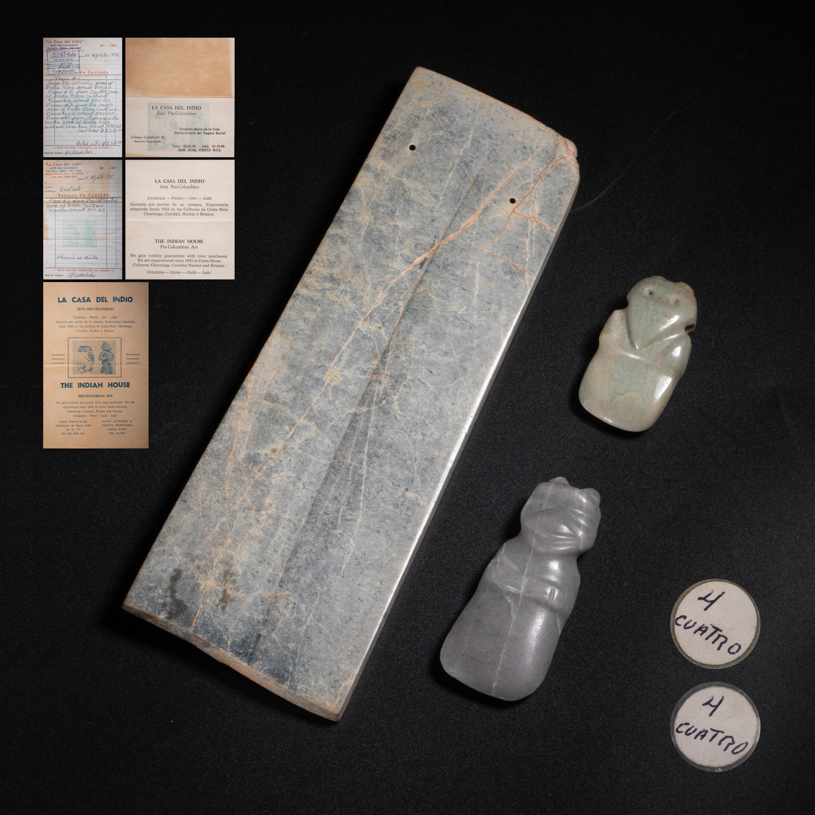 Mayan Culture, Jade Shovel, Jade Figure, Old Collection Label, Old Collection Certificate (1 of 18)