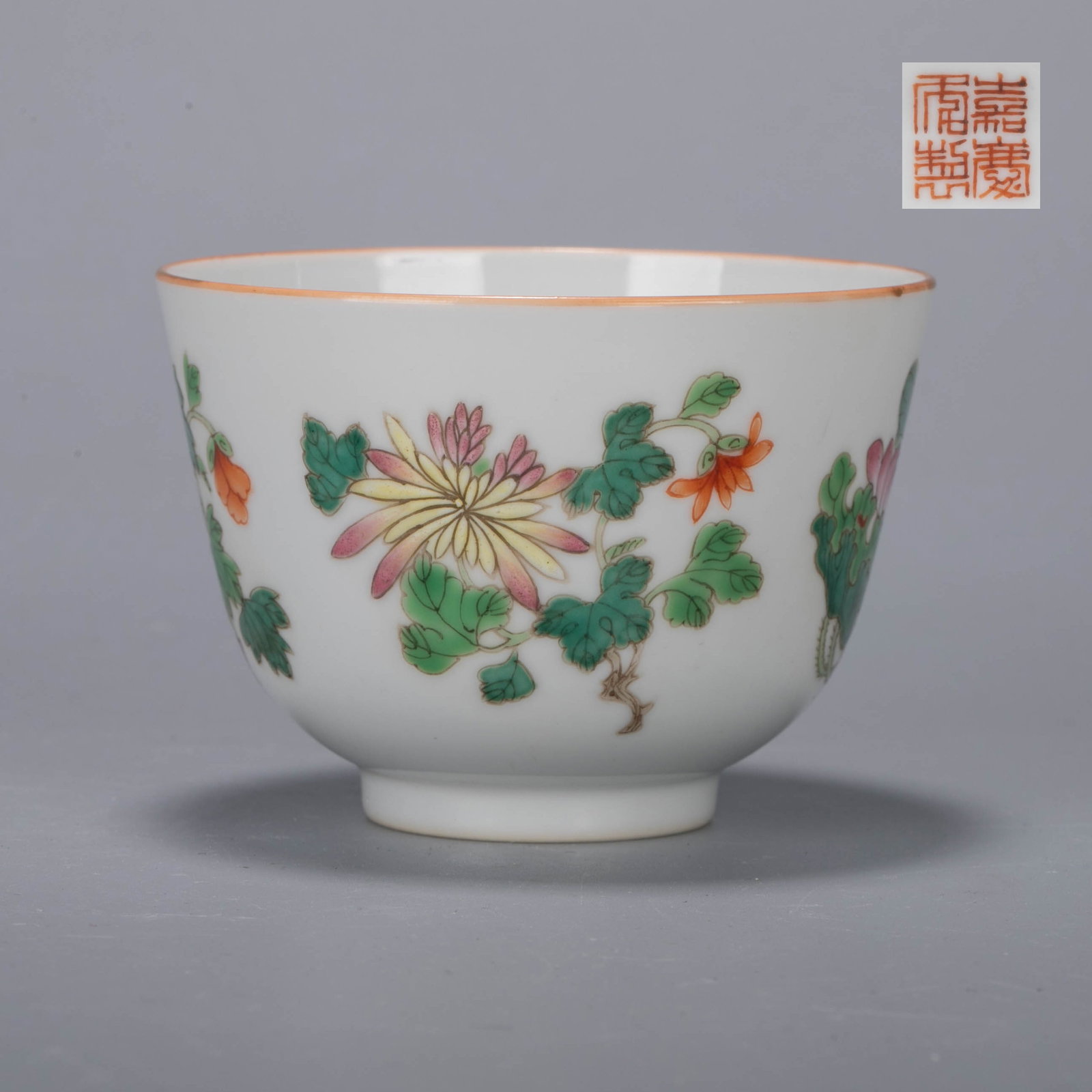 Qing Jiaqing Pastel Four Seasons Flower Cup (1 of 6)